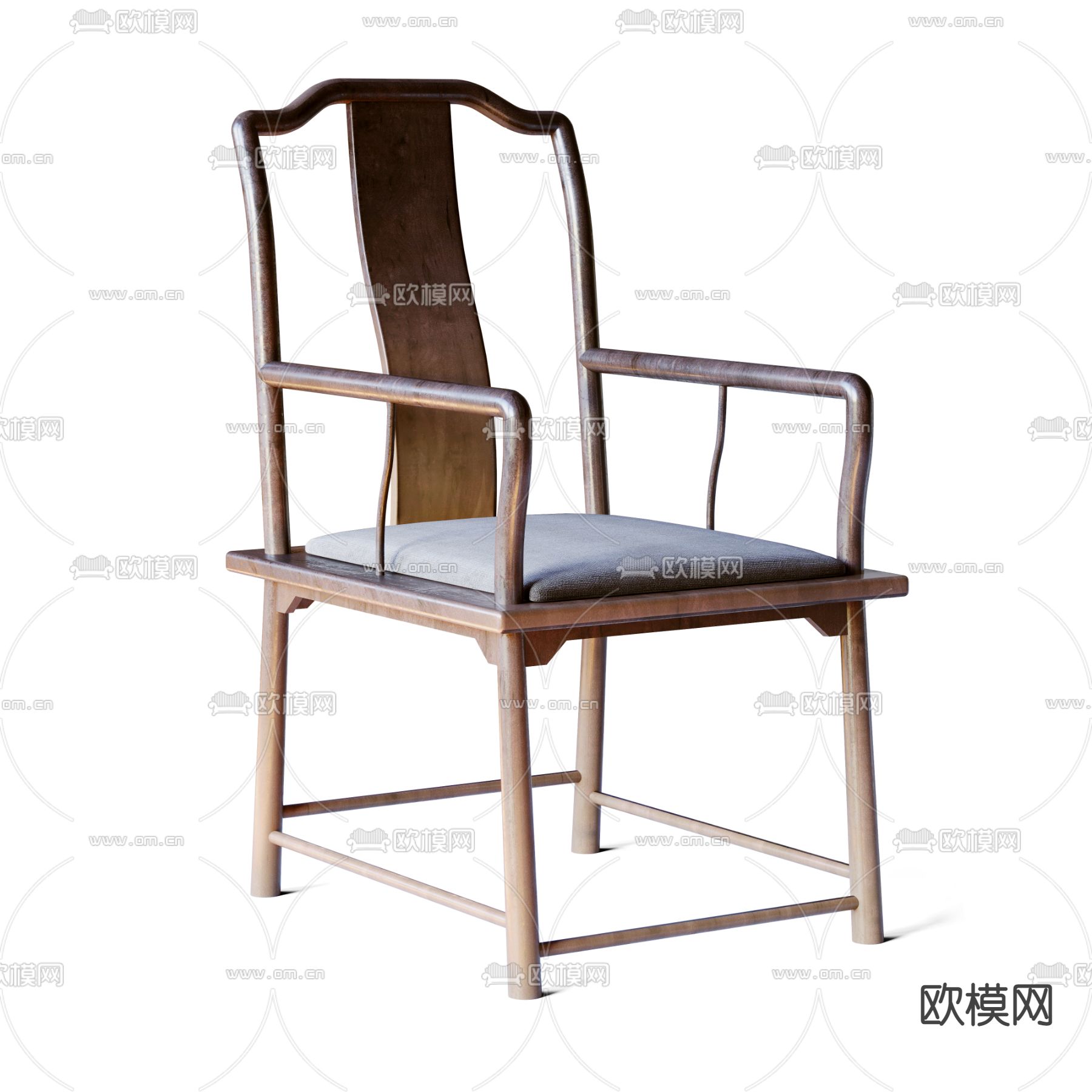 新中式圈椅 餐椅3d模型下载（渲染图2）