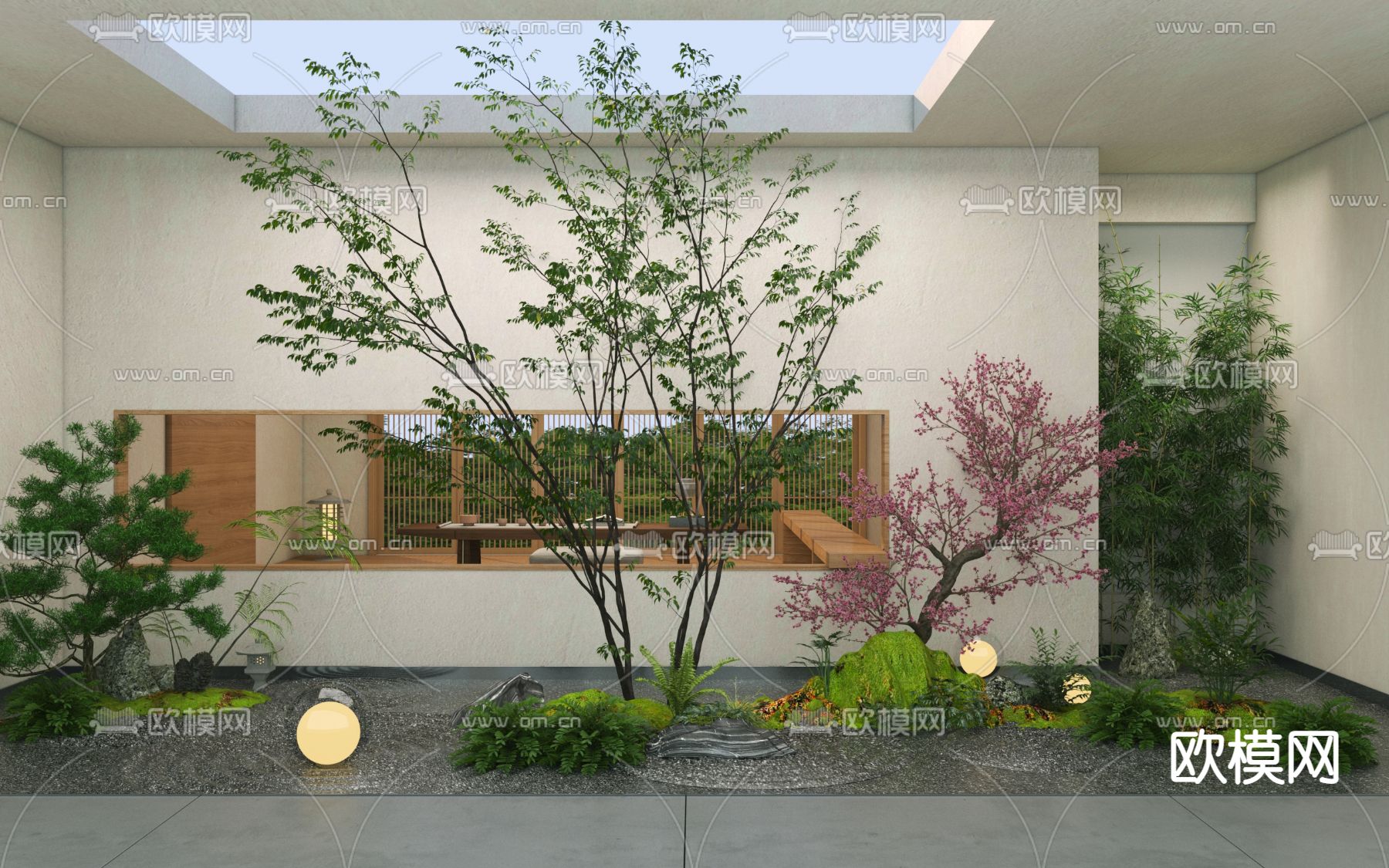 现代庭院造景 景观小品3d模型下载