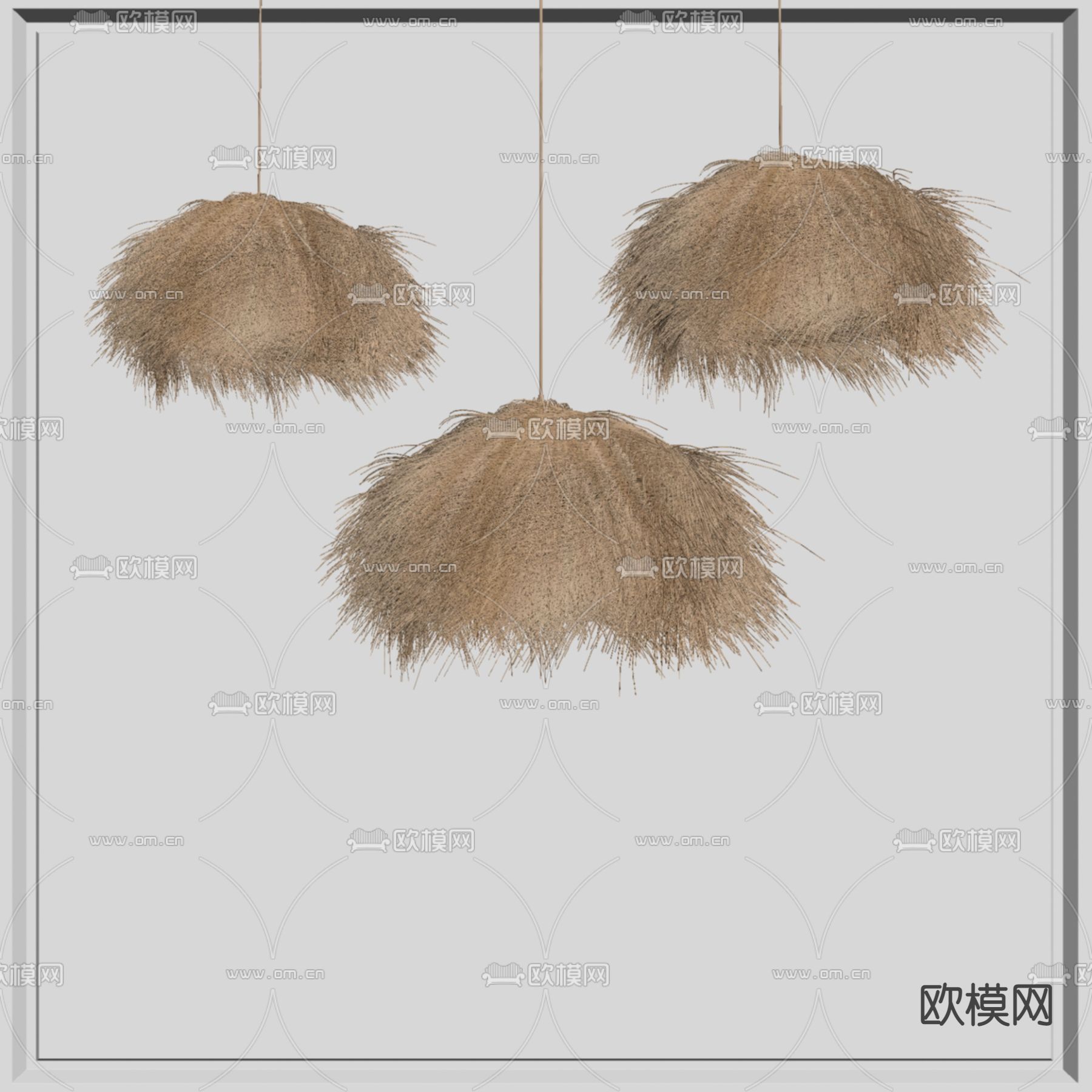 侘寂枯草吊灯su模型下载（渲染图2）