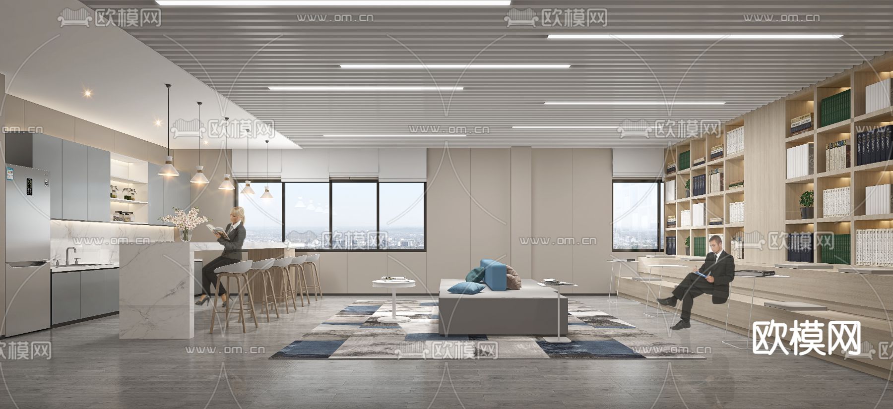 现代休息区3d模型下载