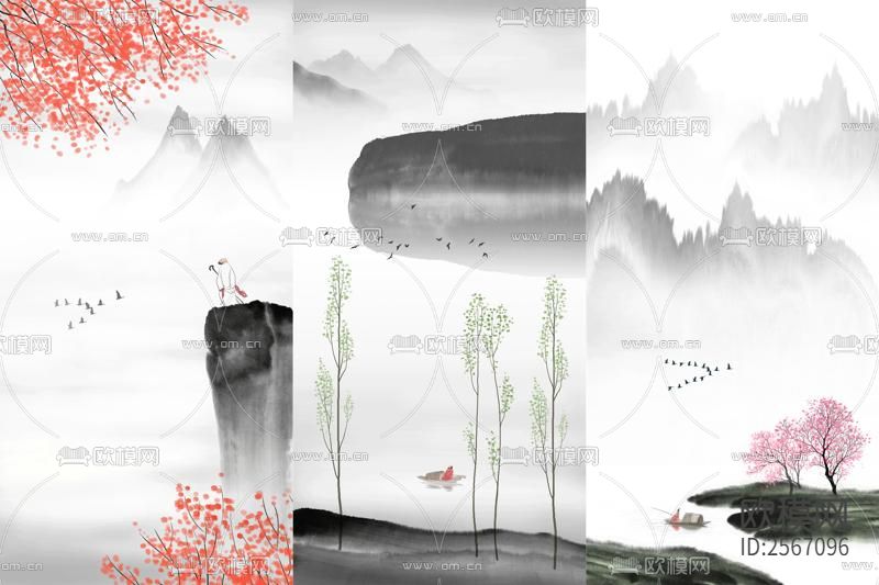 山水装饰画下载（渲染图3）