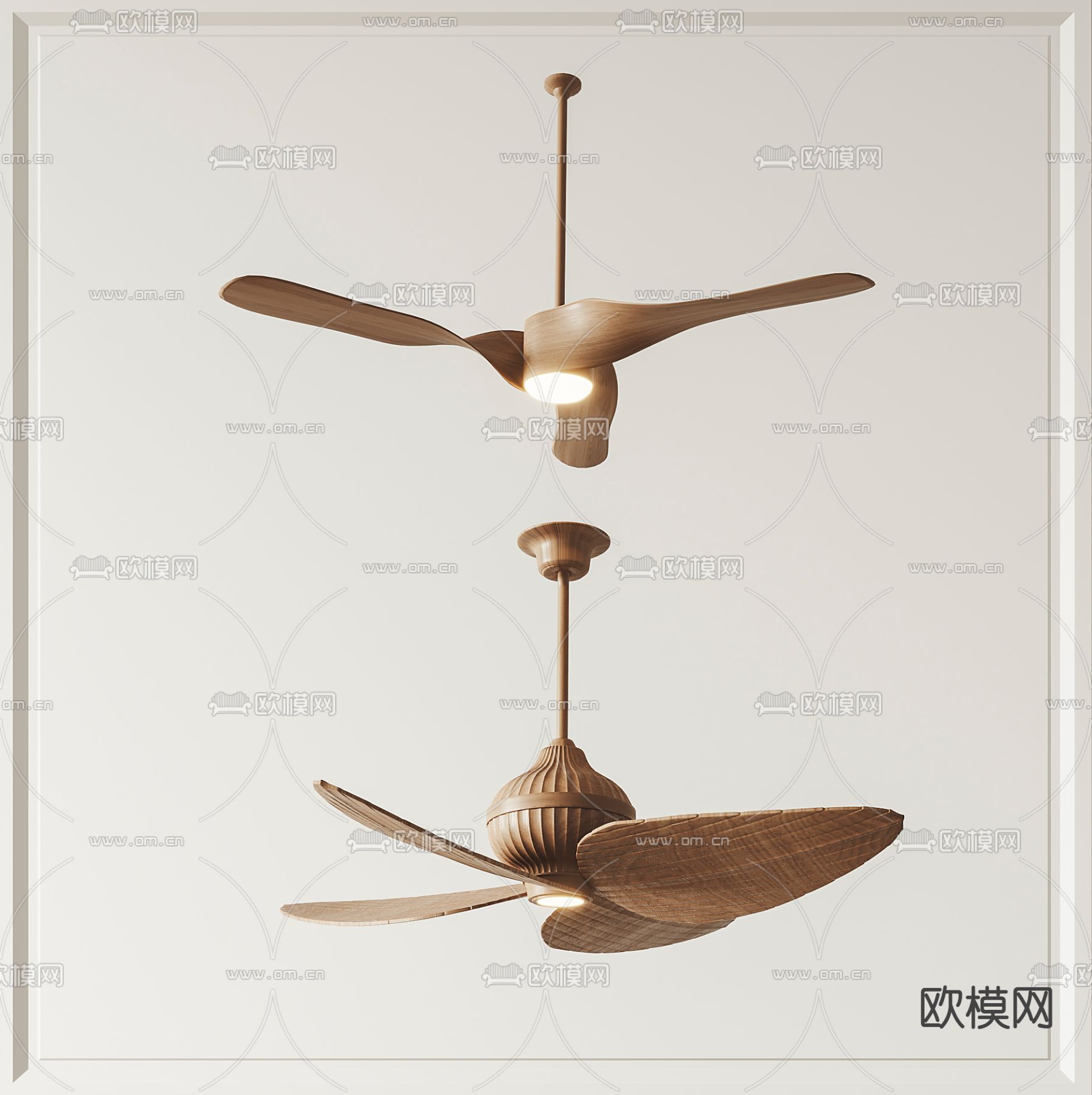现代风扇吊灯su模型下载（渲染图1）