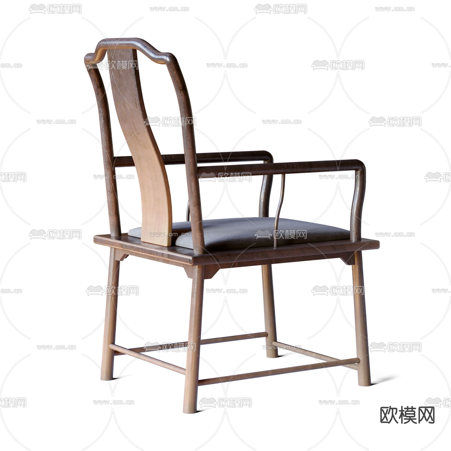 新中式圈椅 餐椅3d模型下载（渲染图5）
