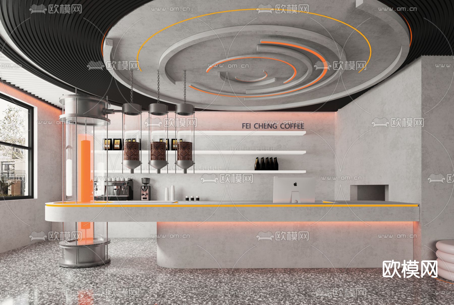 工业风奶茶店 果饮店3d模型下载