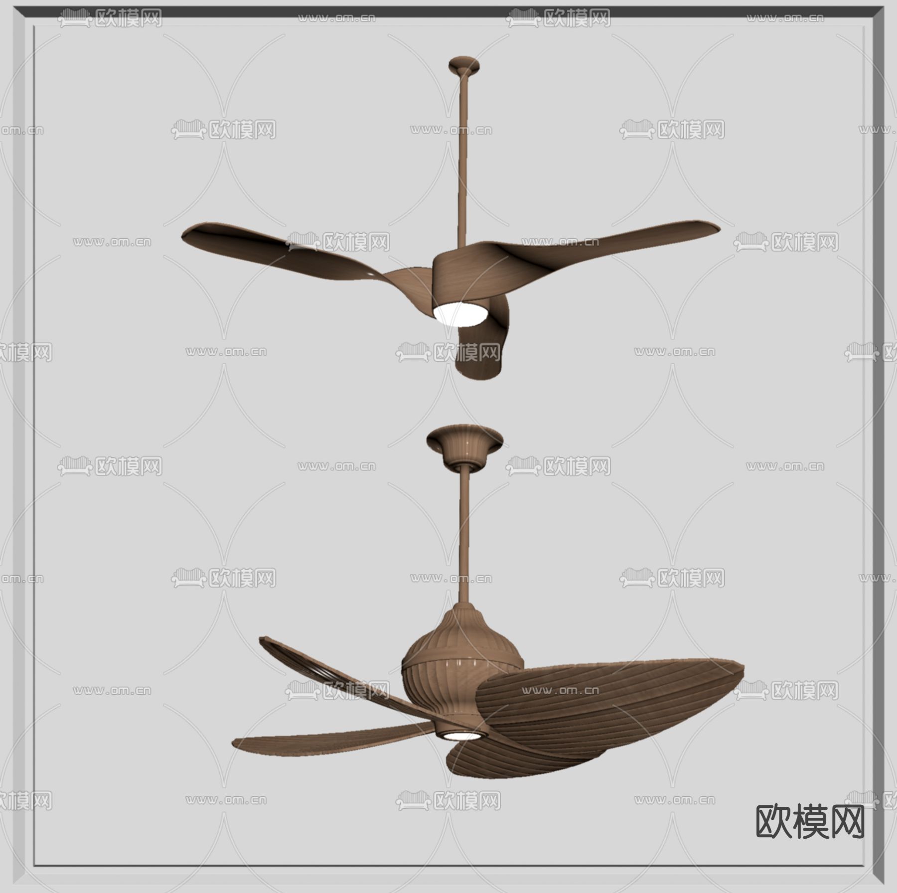 现代风扇吊灯su模型下载（渲染图2）