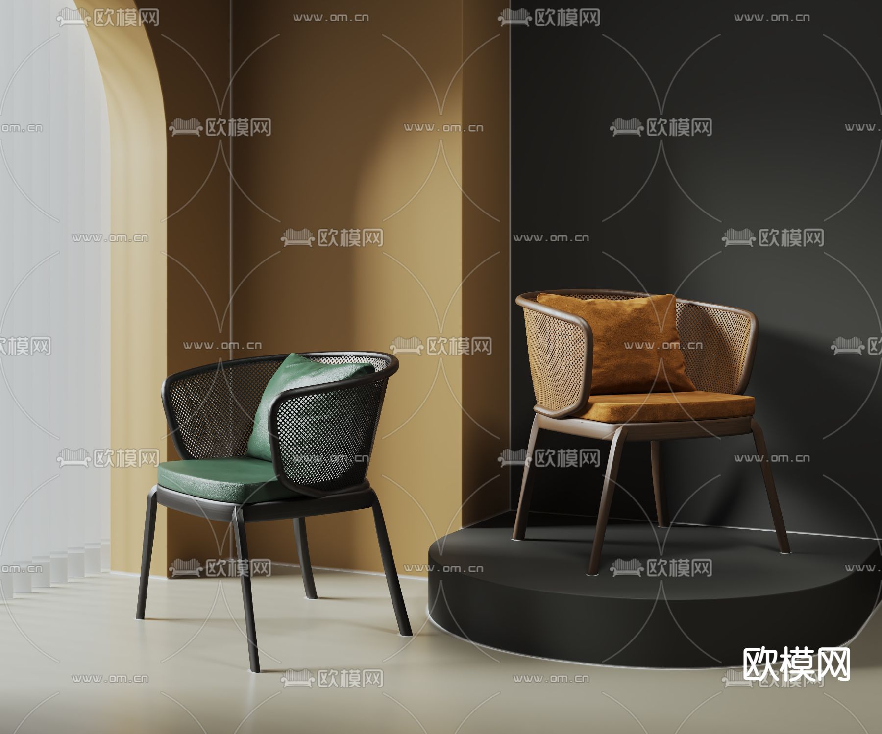 侘寂风椅子 餐椅3d模型下载