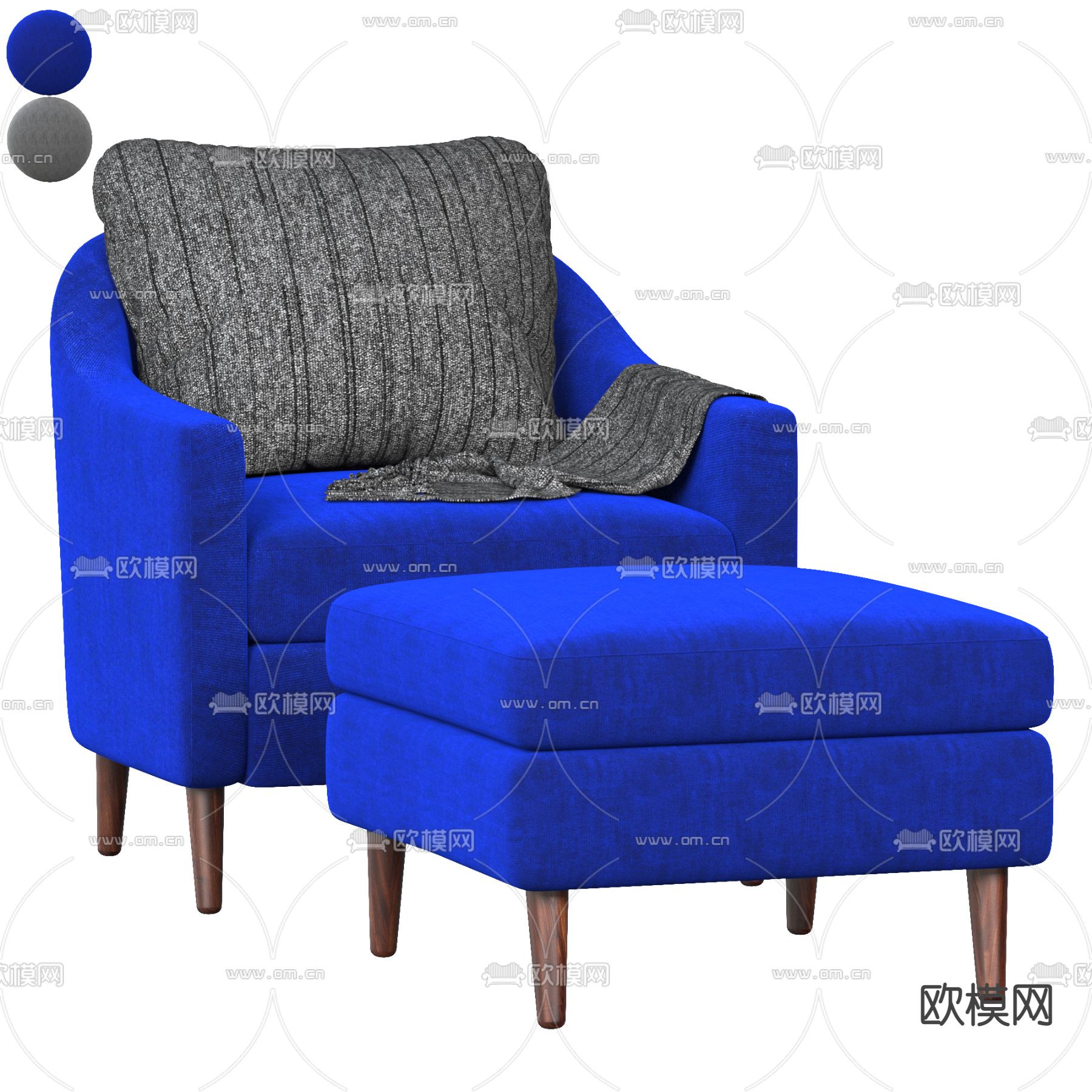 现代单人沙发3d模型下载（渲染图2）