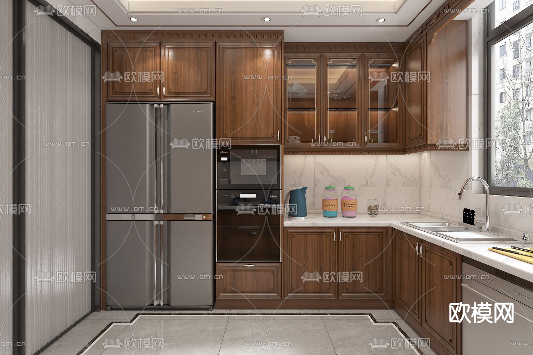 中式厨房免费3d模型下载（渲染图2）