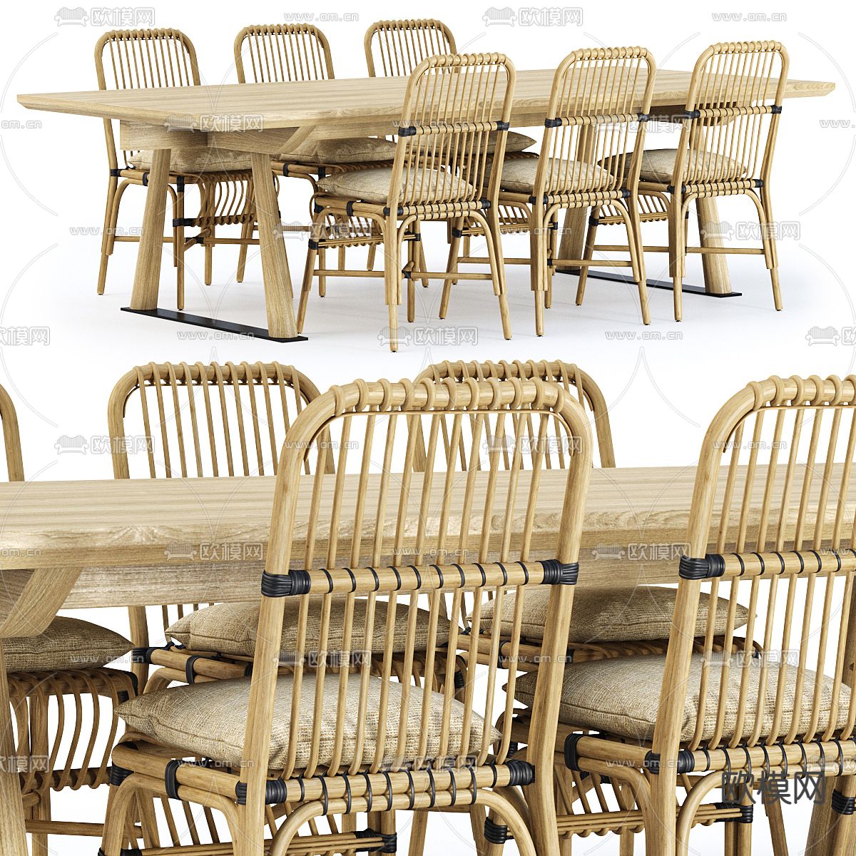 户外桌椅 餐桌椅3d模型下载（渲染图1）