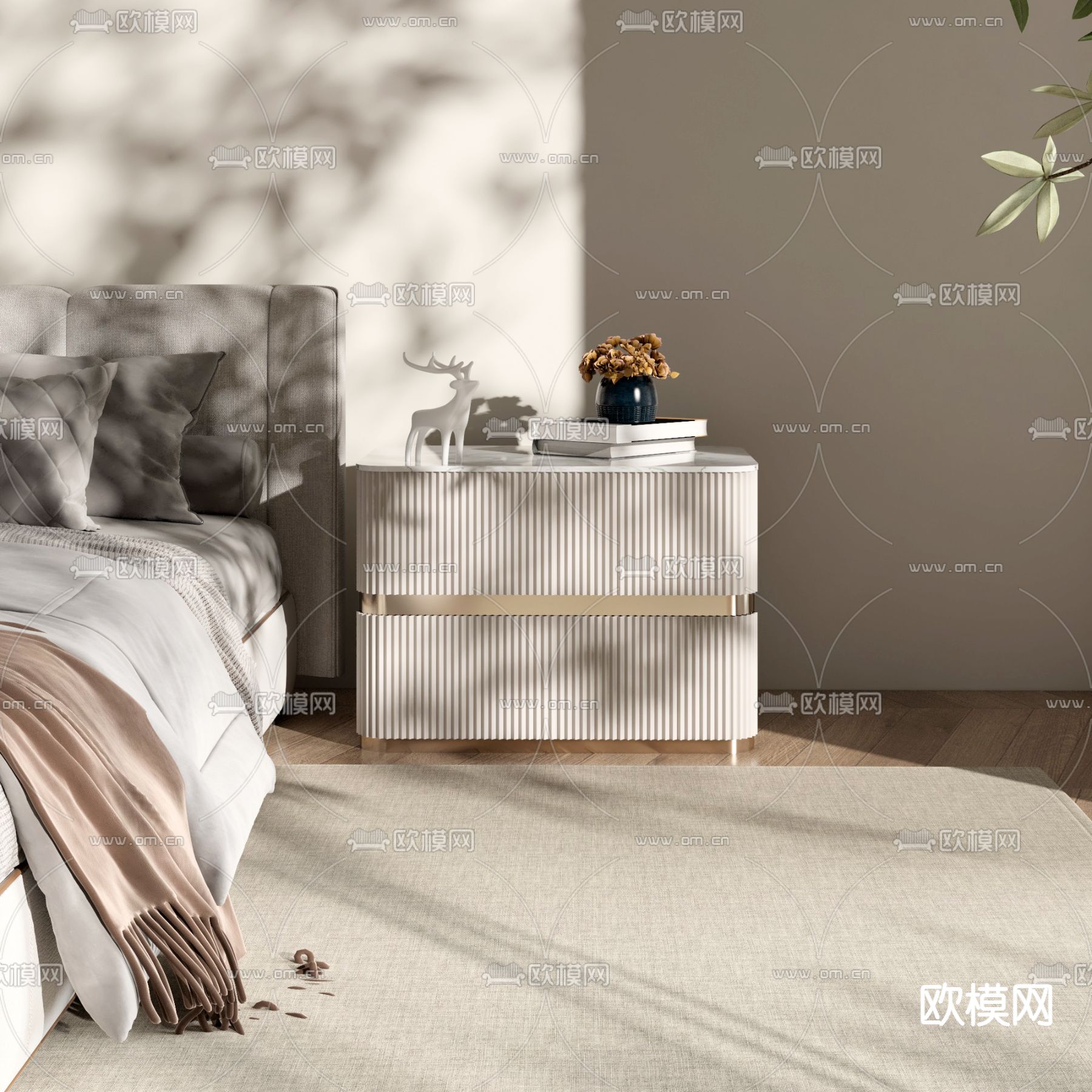 现代床头柜3d模型下载