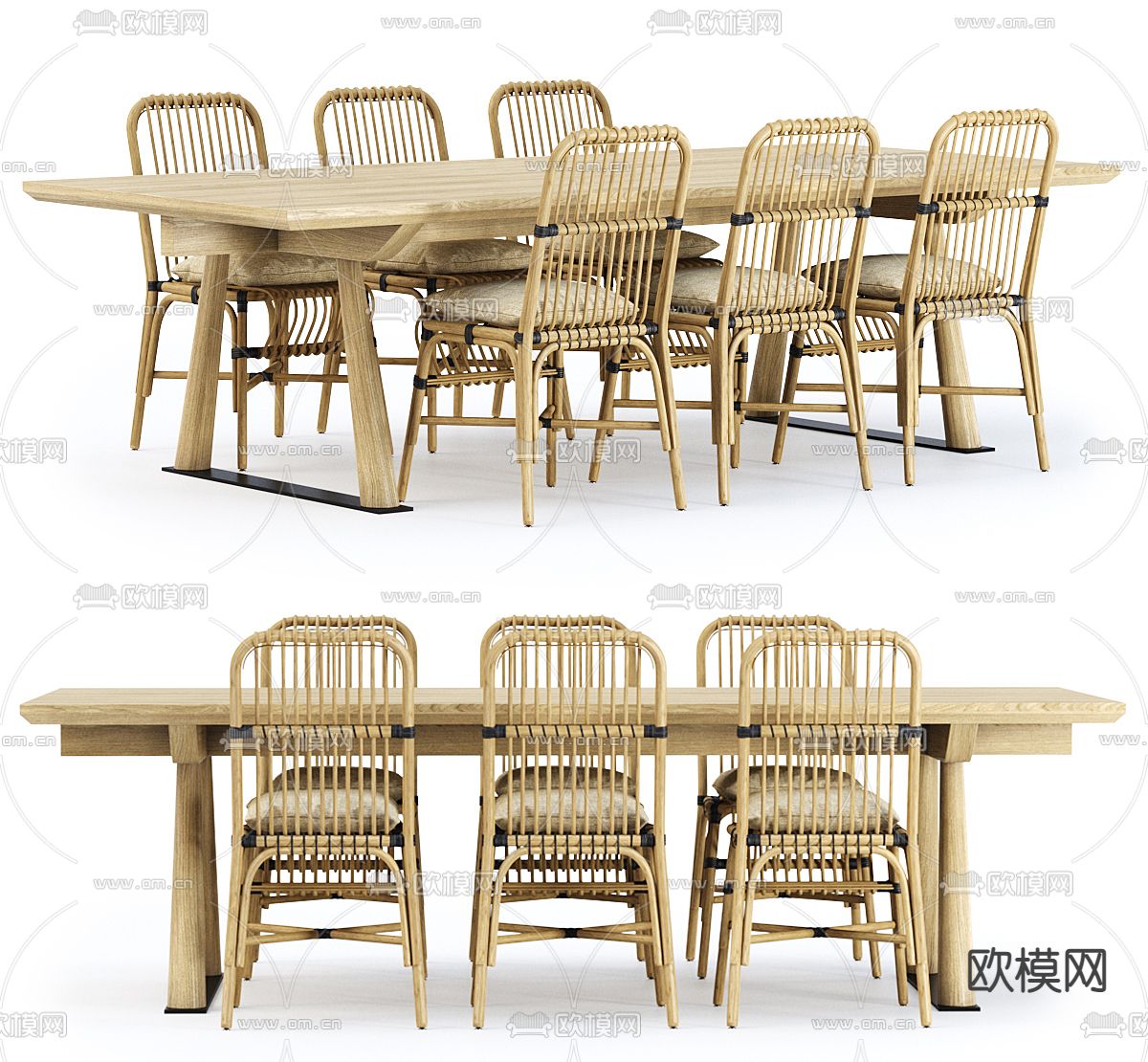 户外桌椅 餐桌椅3d模型下载（渲染图2）