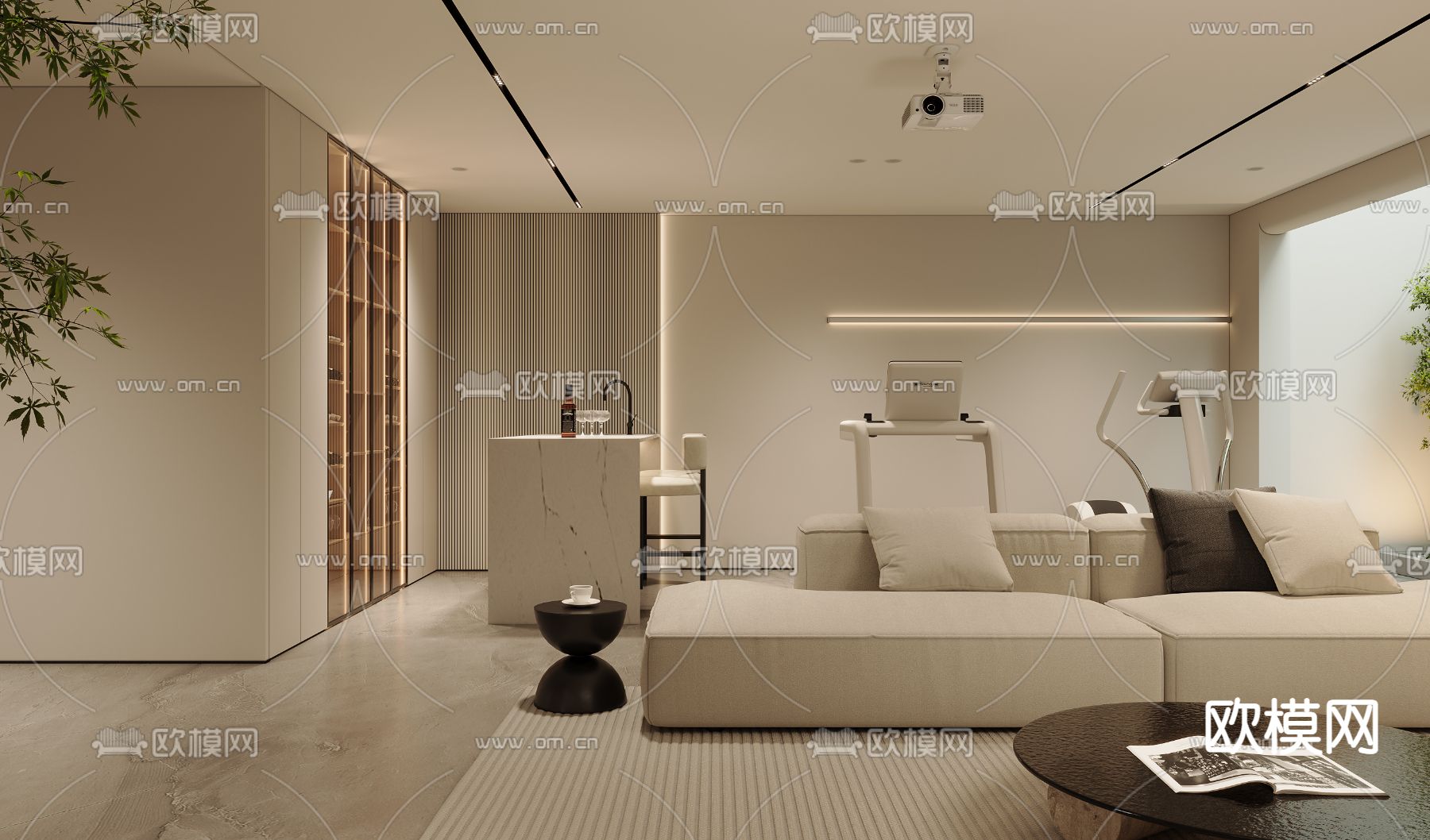 地下室 活动室 影音室 3d模型下载（渲染图2）