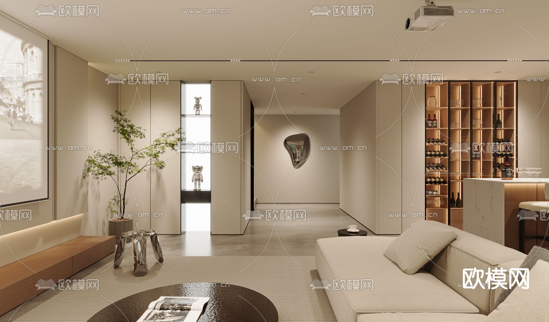 地下室 活动室 影音室 3d模型下载（渲染图3）