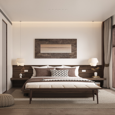  侘寂民宿客房su模型 