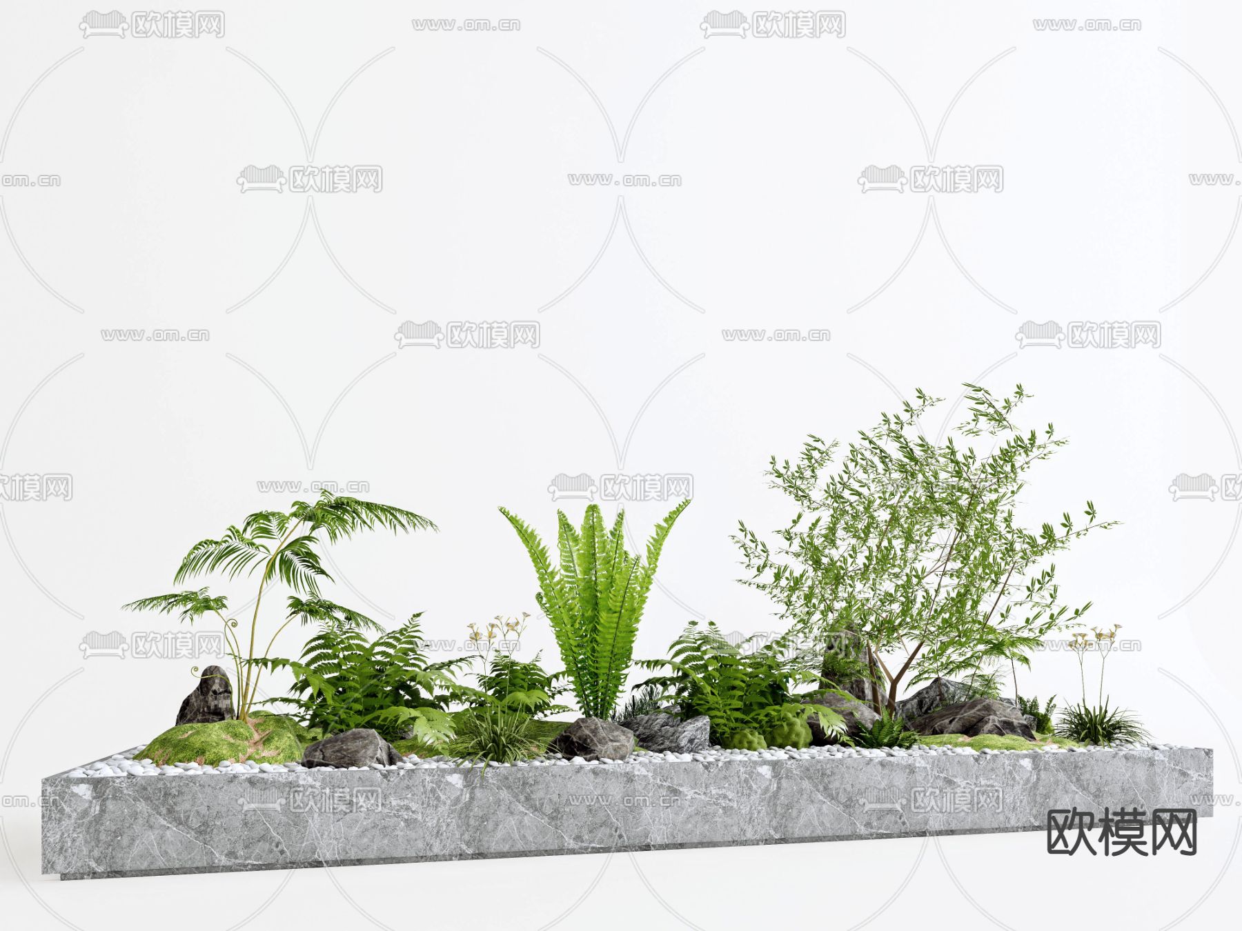 庭院小品 绿植花坛su模型下载（渲染图1）