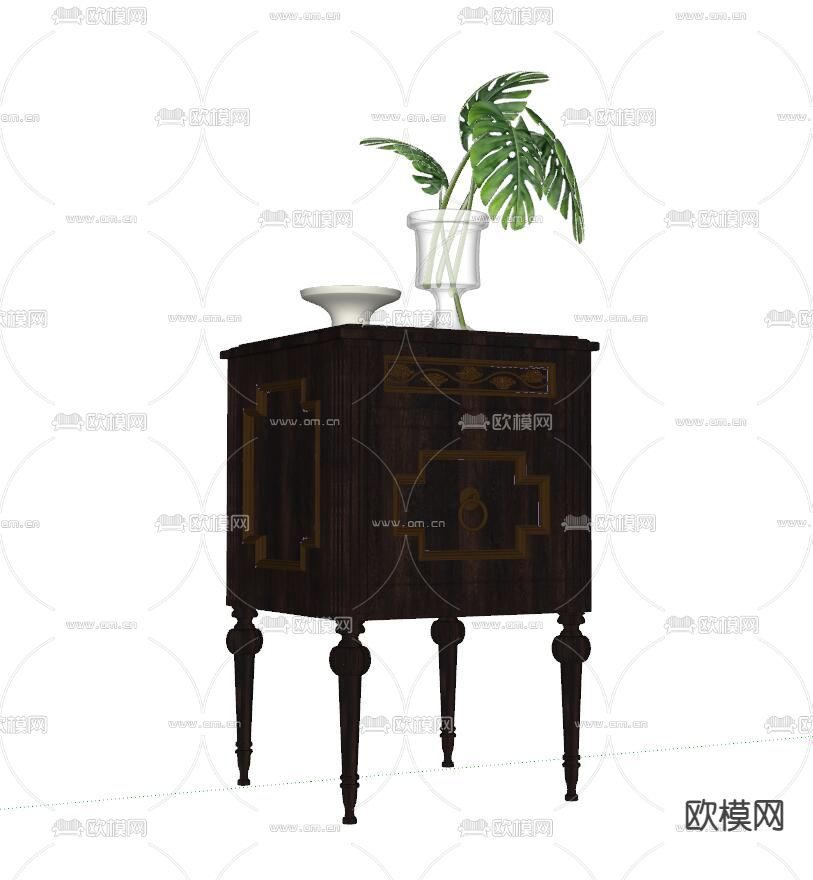 美式床头柜su模型下载（渲染图2）