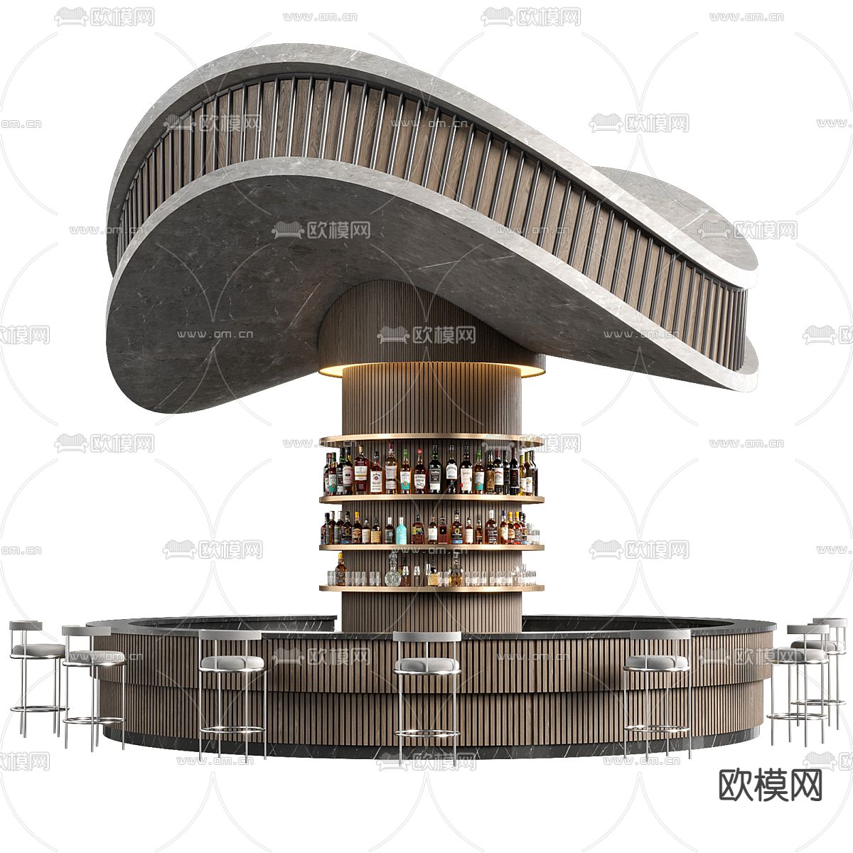 咖啡厅吧台 操作台3d模型下载（渲染图1）