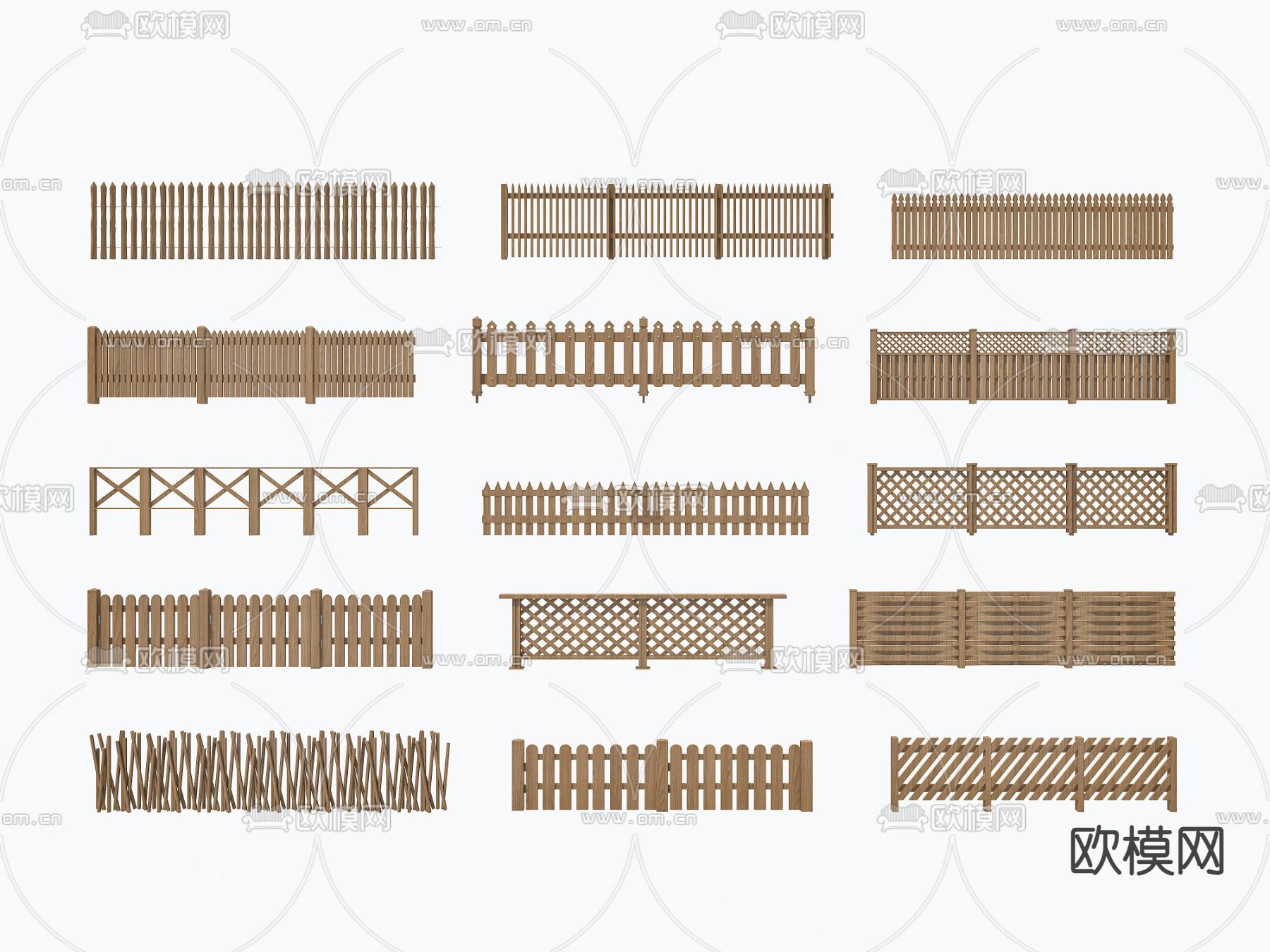 自然风围栏 护栏 栏杆3d模型下载（渲染图1）