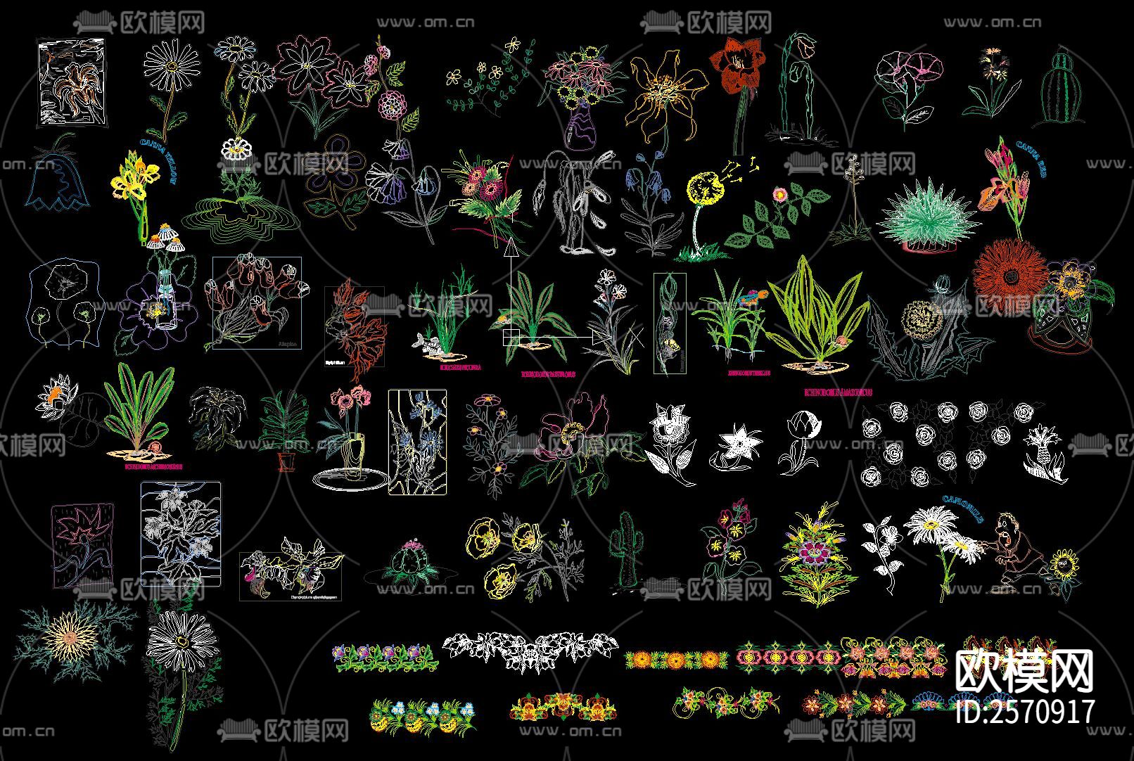 瓜果蔬菜花卉美食cad图库下载（渲染图2）
