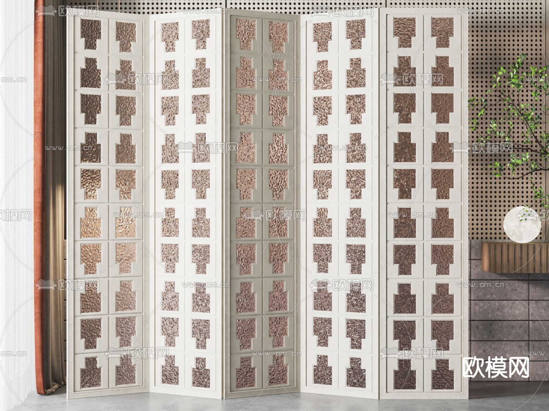 简欧屏风 镂空隔断3d模型下载