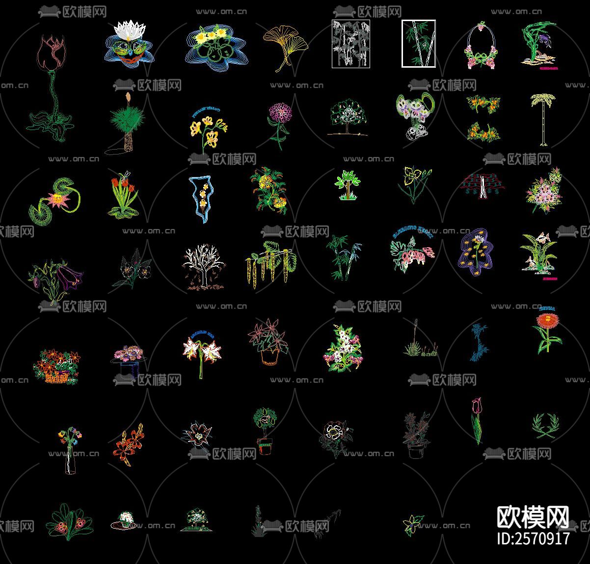 瓜果蔬菜花卉美食cad图库下载（渲染图1）