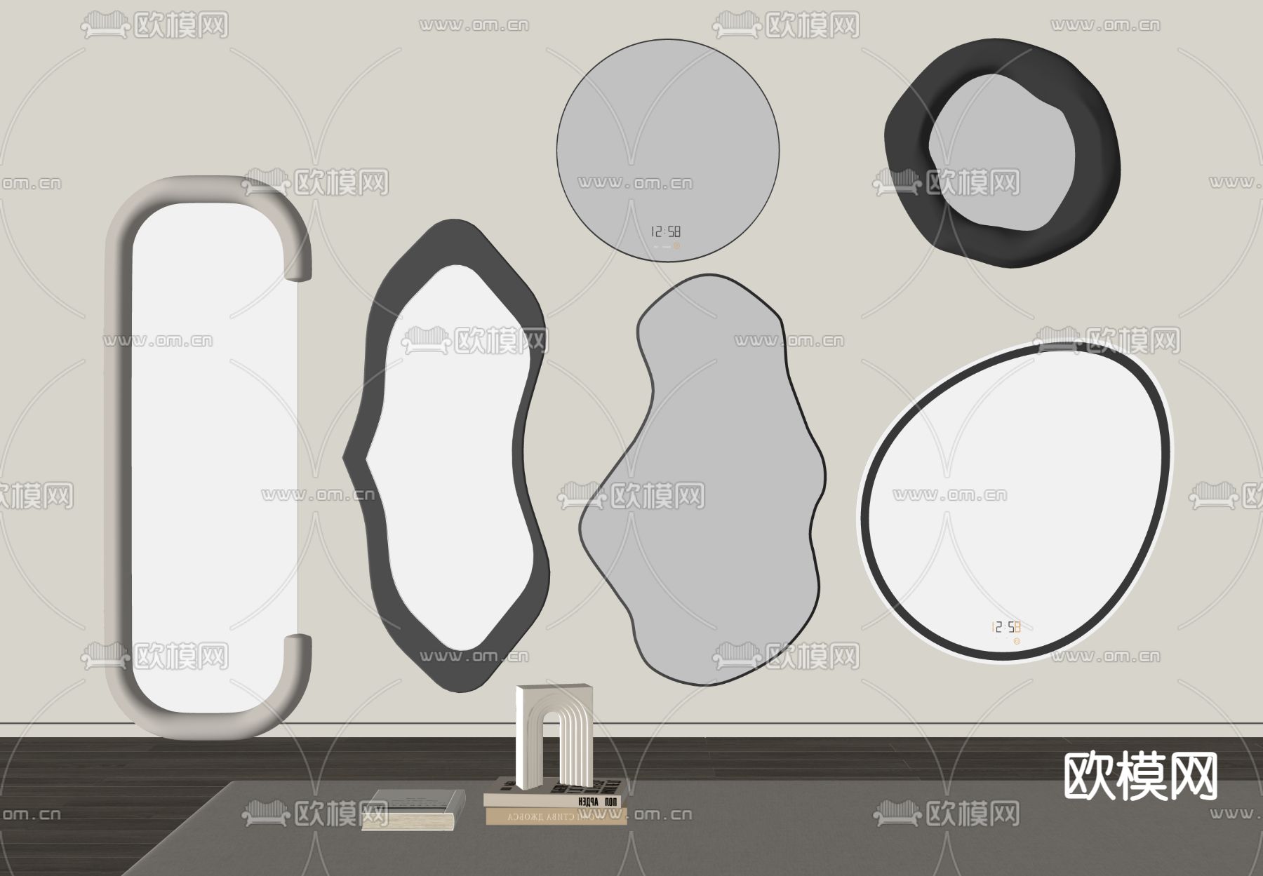 异形装饰镜 落地镜 全身镜su模型下载（渲染图2）