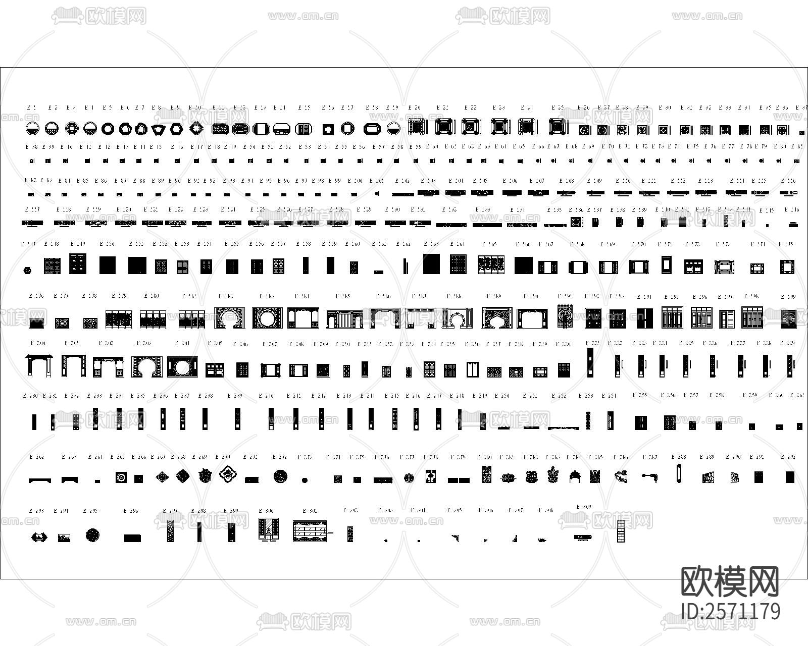 中式元素cad图库下载（渲染图3）