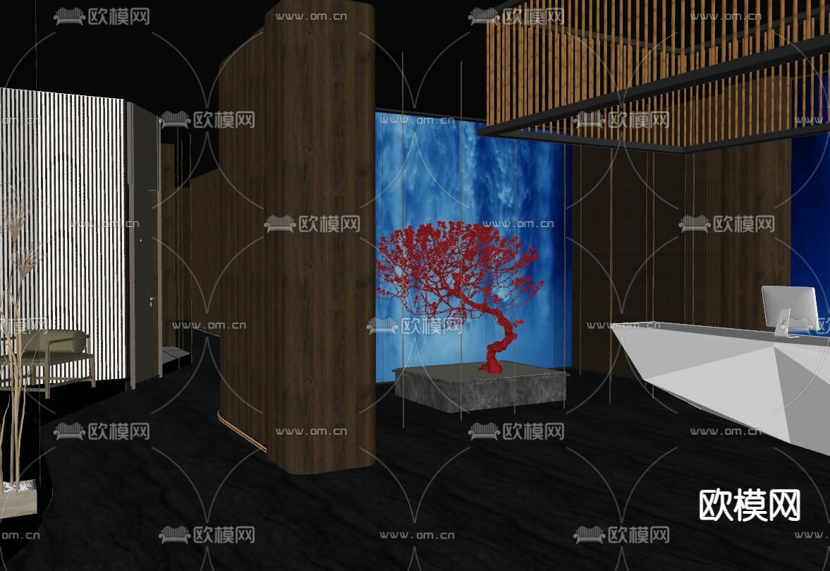 美容院大厅su模型下载（渲染图2）