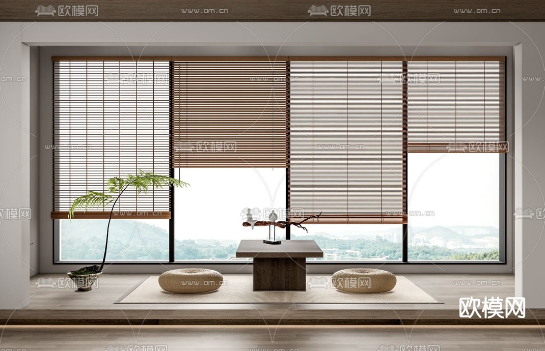 新中式竹帘 卷帘 百叶帘3d模型下载_ID14023092_3dmax免费模型-欧模网