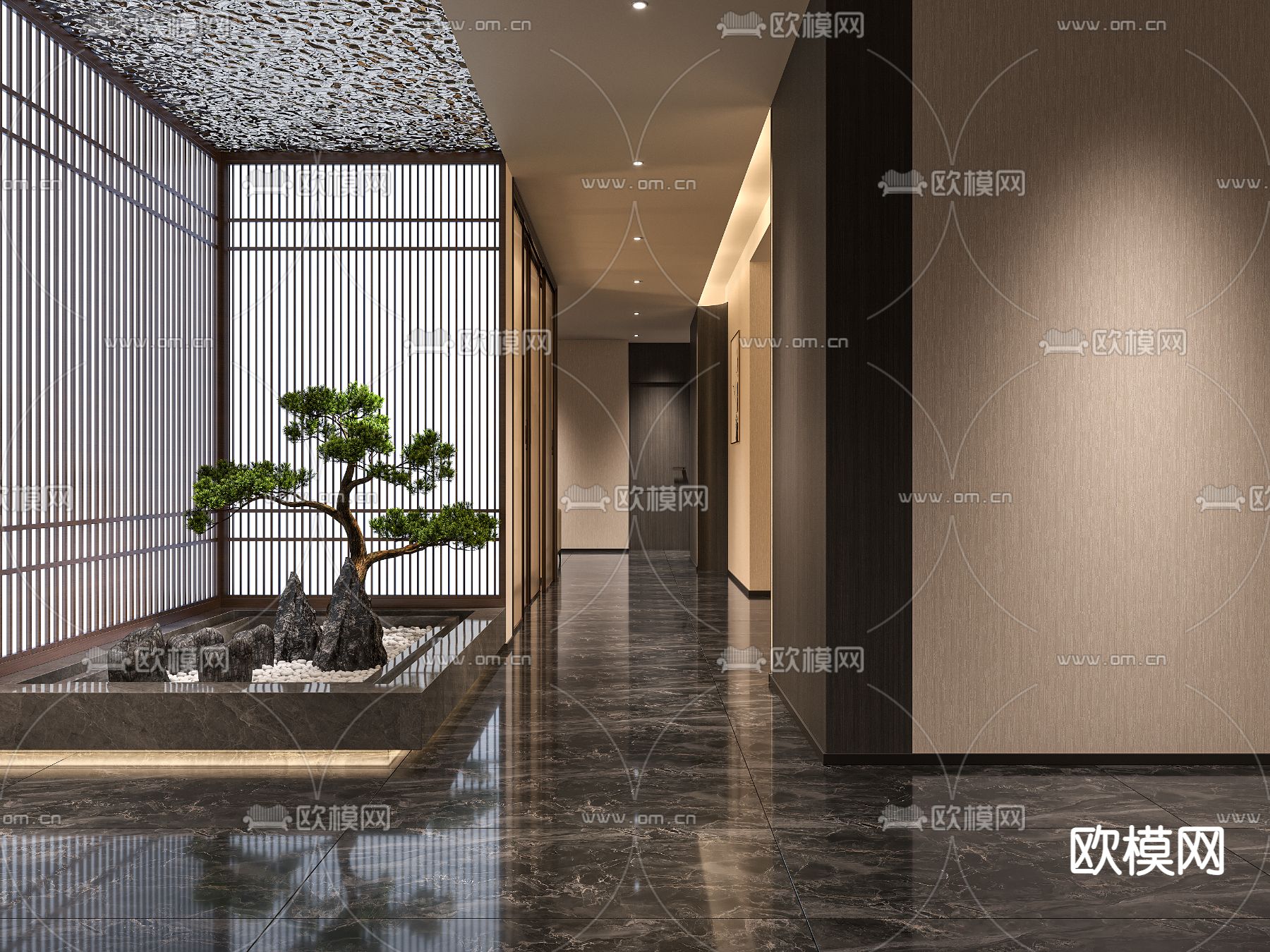 茶楼景观 走廊过道3d模型下载