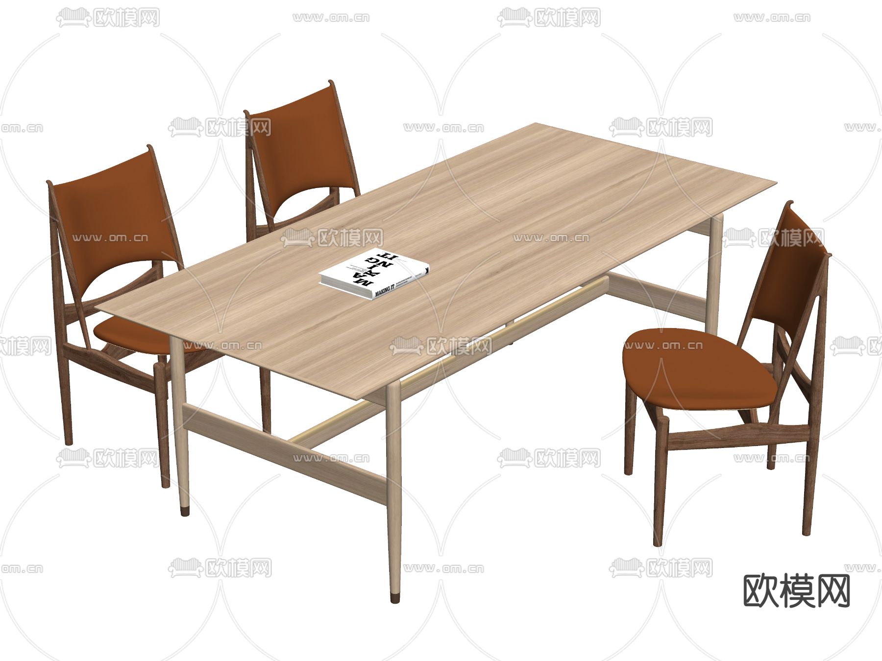 现代餐桌椅su模型下载（渲染图2）