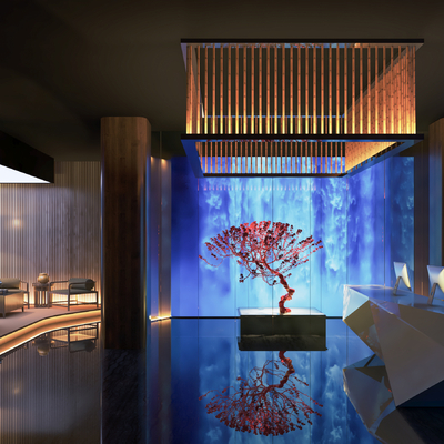  美容院大厅su模型 