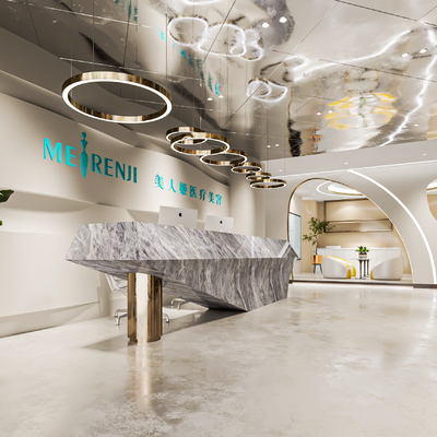  美容院大厅su模型 