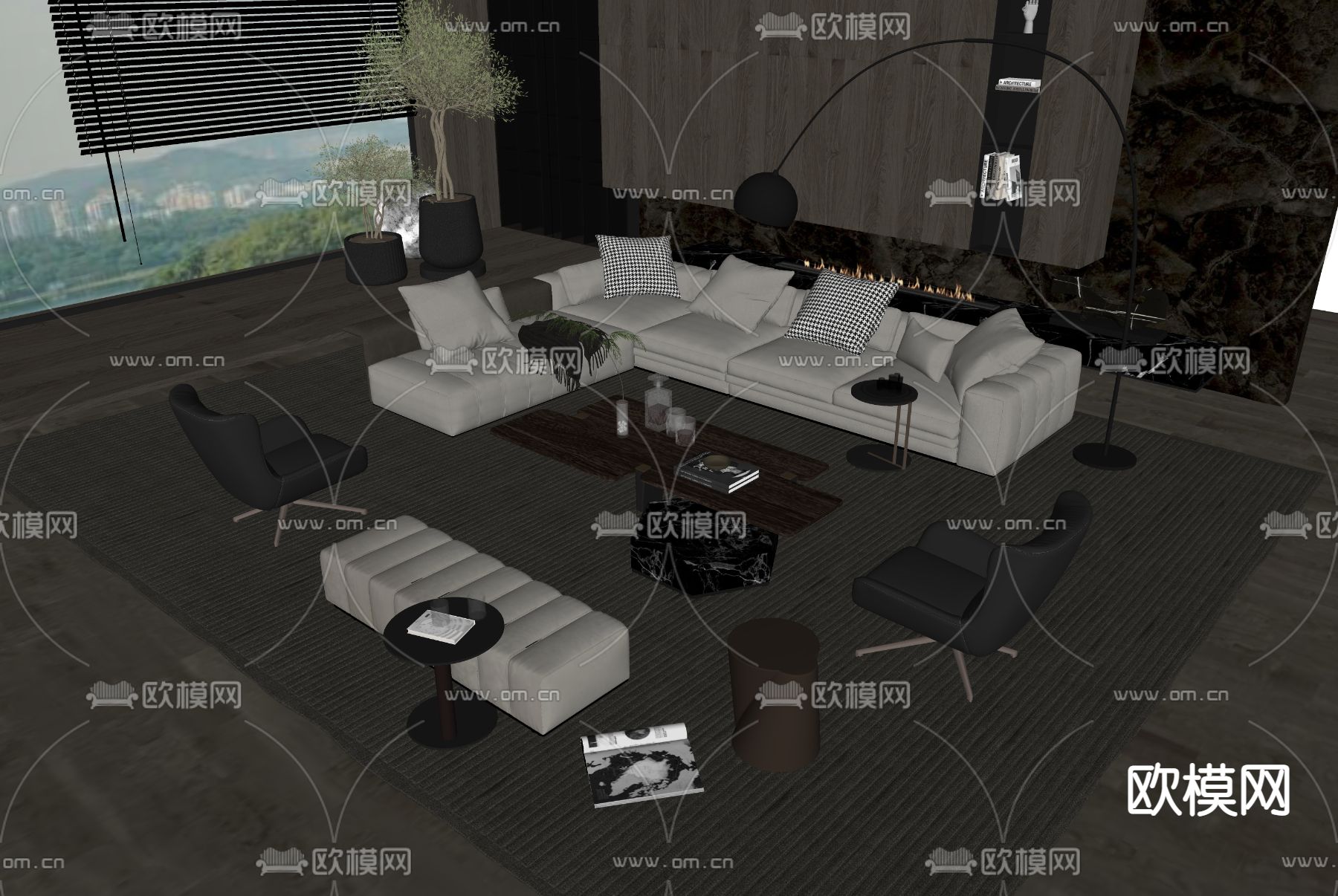 Minotti 组合沙发su模型下载（渲染图2）
