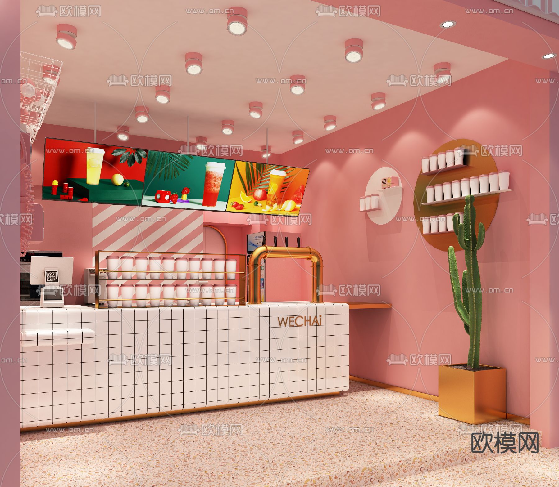 奶茶店 茶饮店3d模型下载（渲染图2）