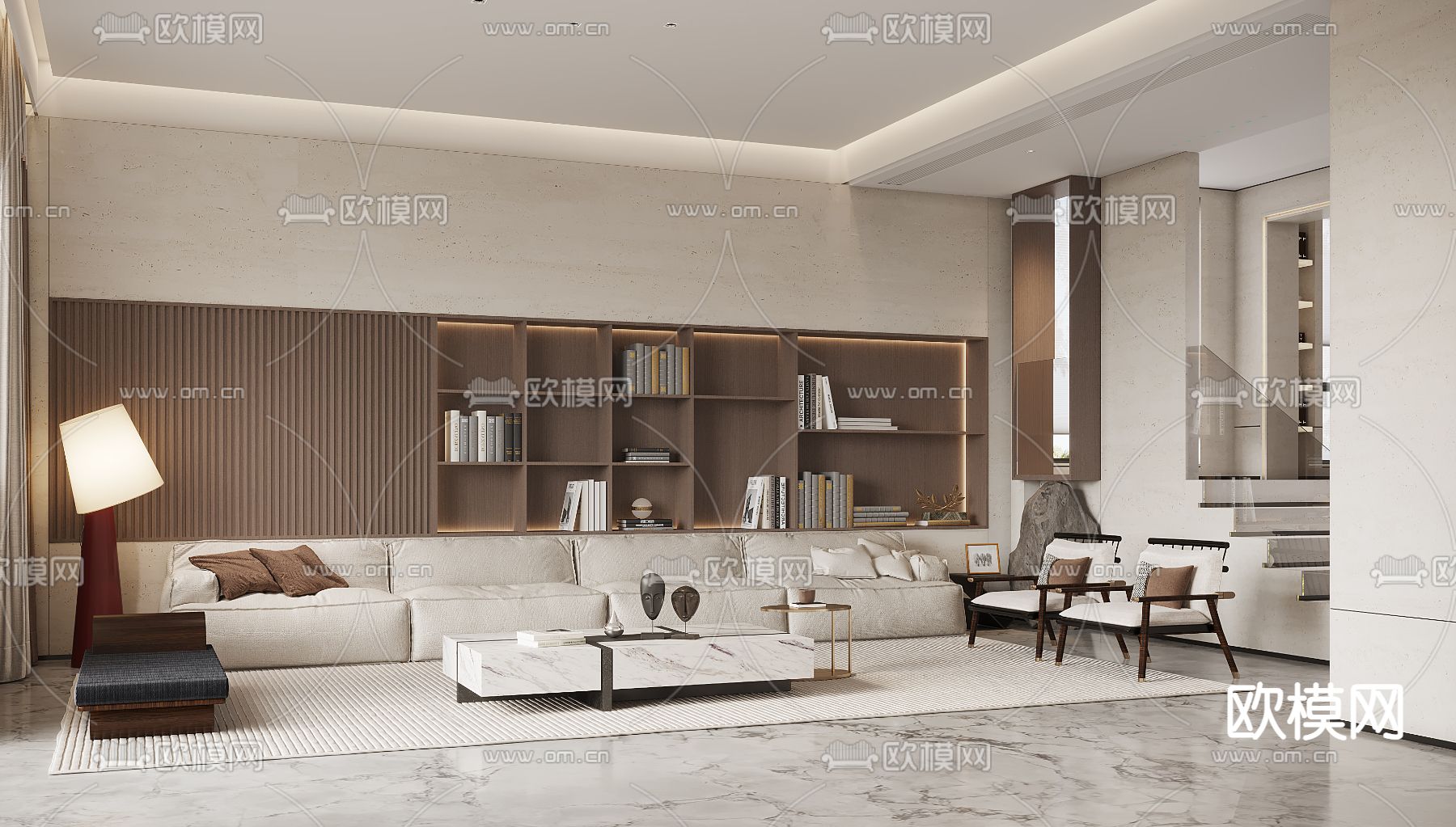 现代客厅3d模型下载（渲染图1）