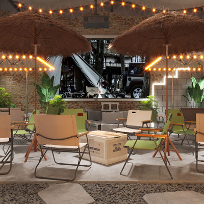  现代遮阳伞户外椅su模型 