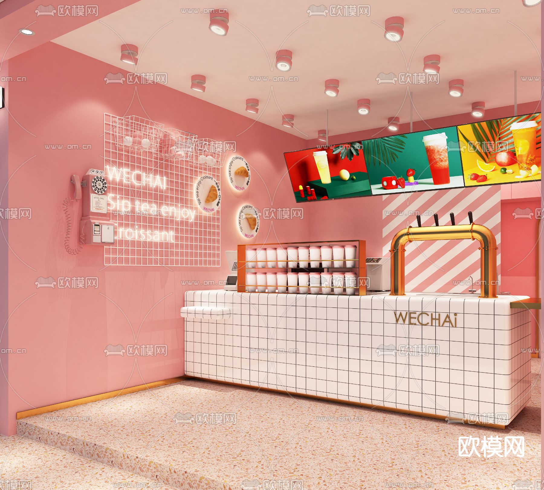 奶茶店 茶饮店3d模型下载（渲染图3）