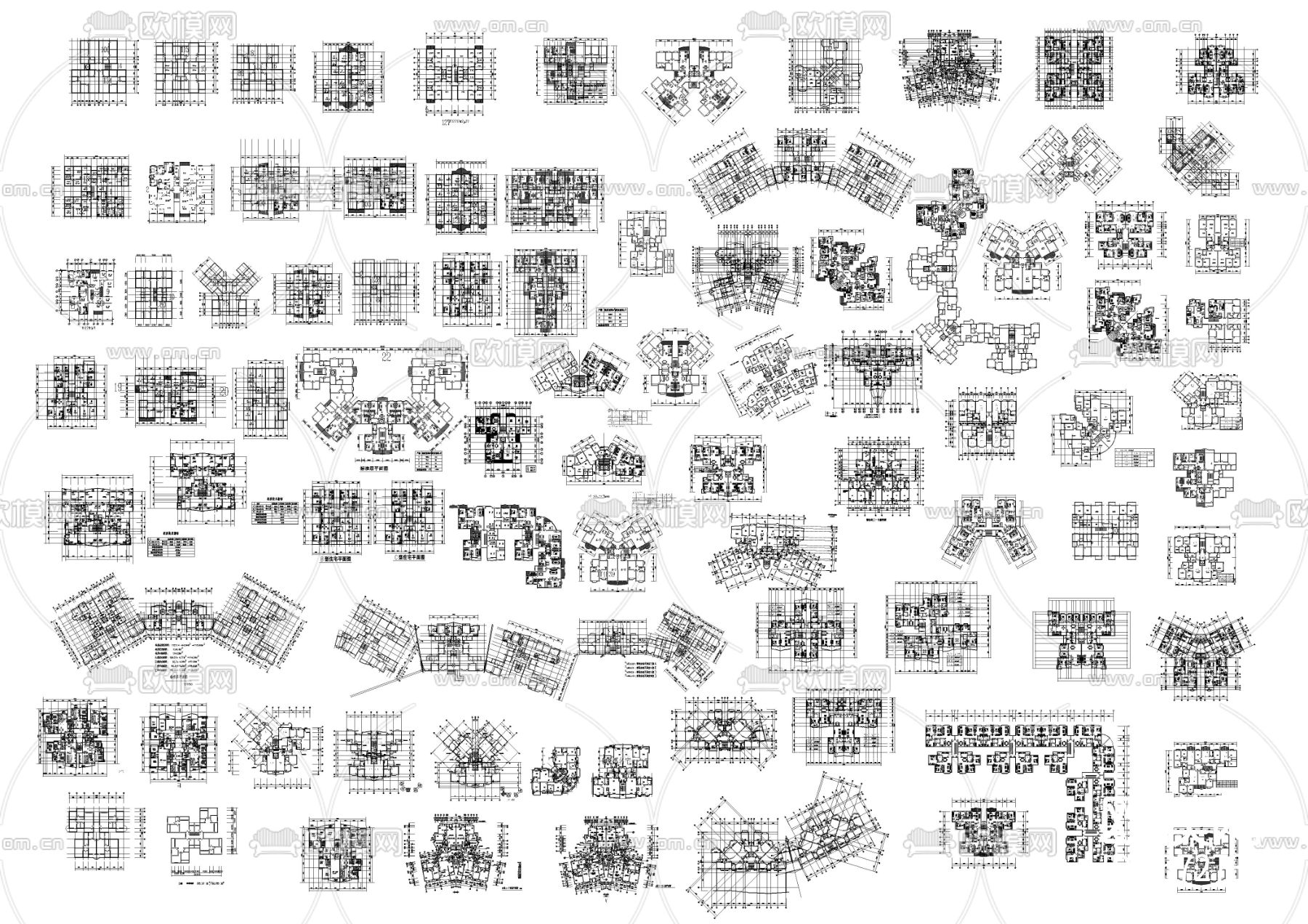 近百种建筑户型CAD施工图下载（渲染图8）