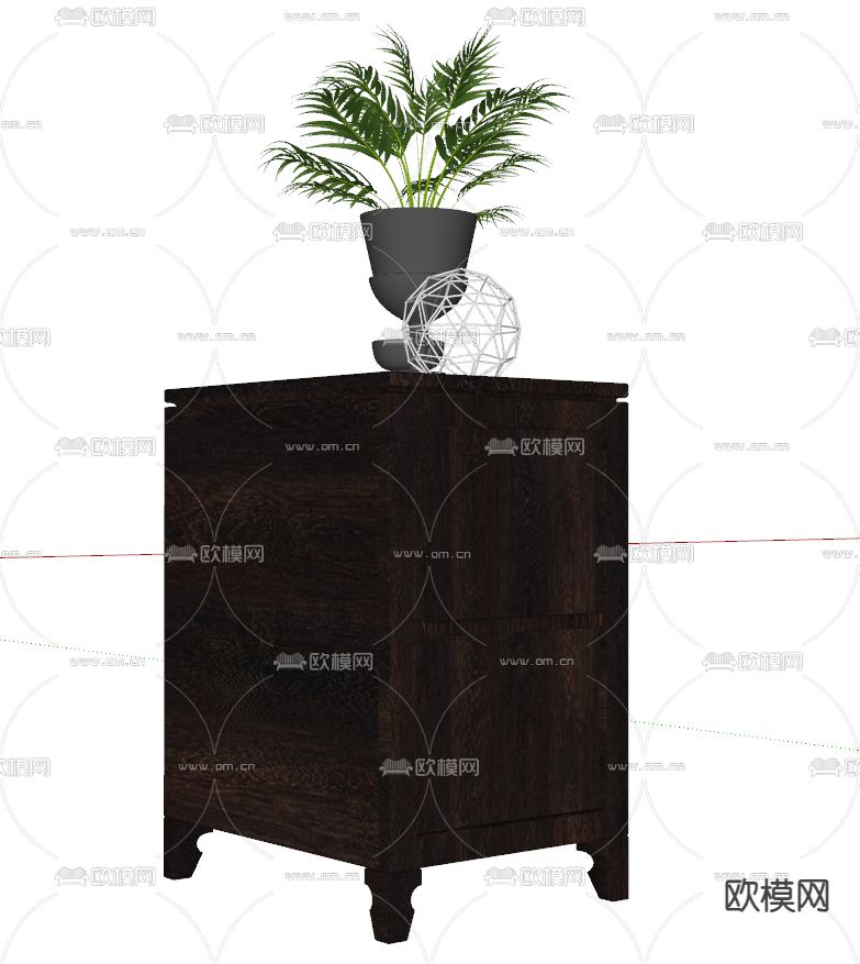 美式床头柜su模型下载（渲染图2）