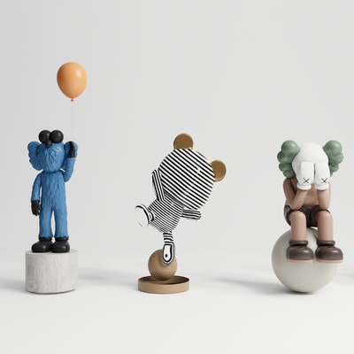  现代潮玩 雕塑su模型 