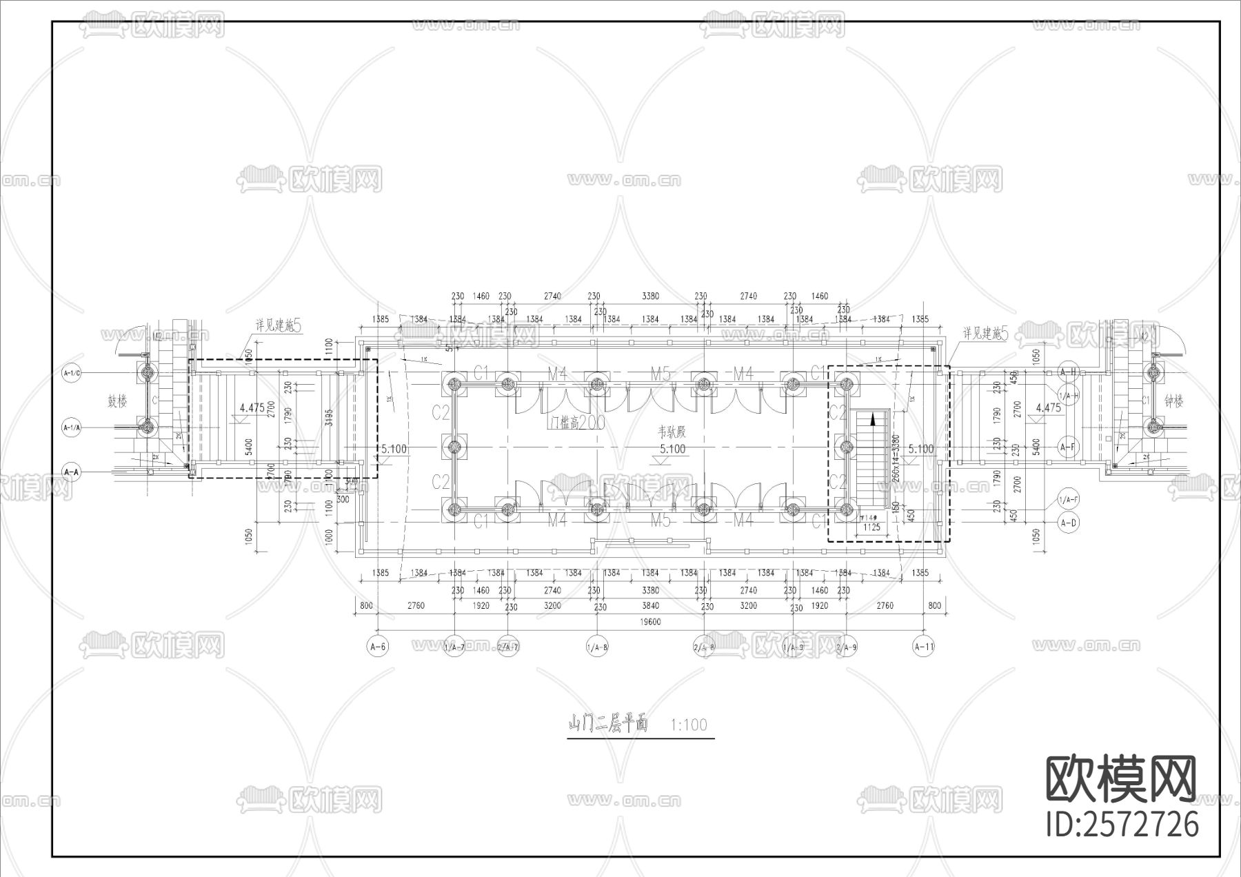 仿古城门建筑CAD施工图下载（渲染图3）