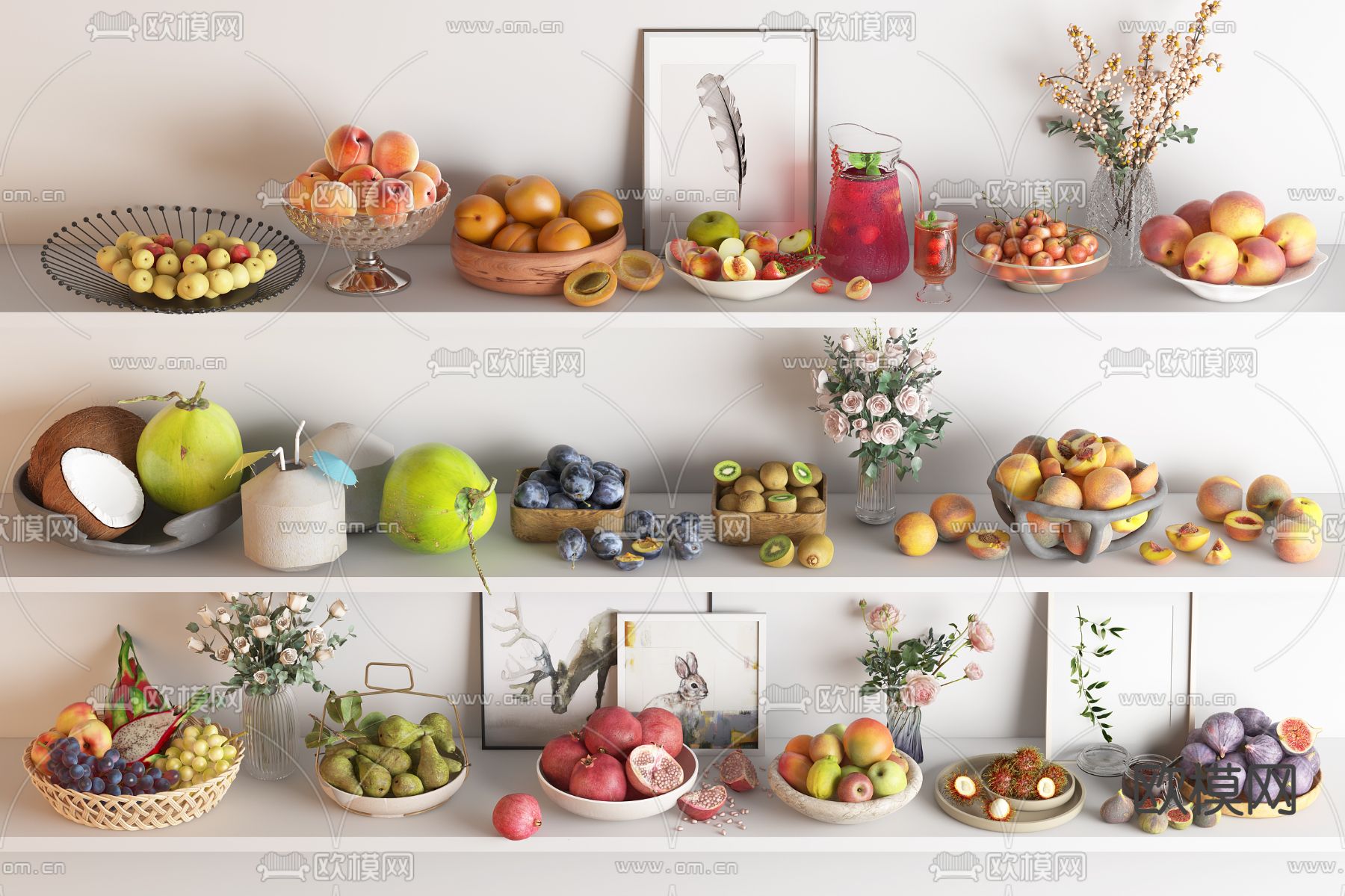 水果 果盘 美食3d模型下载