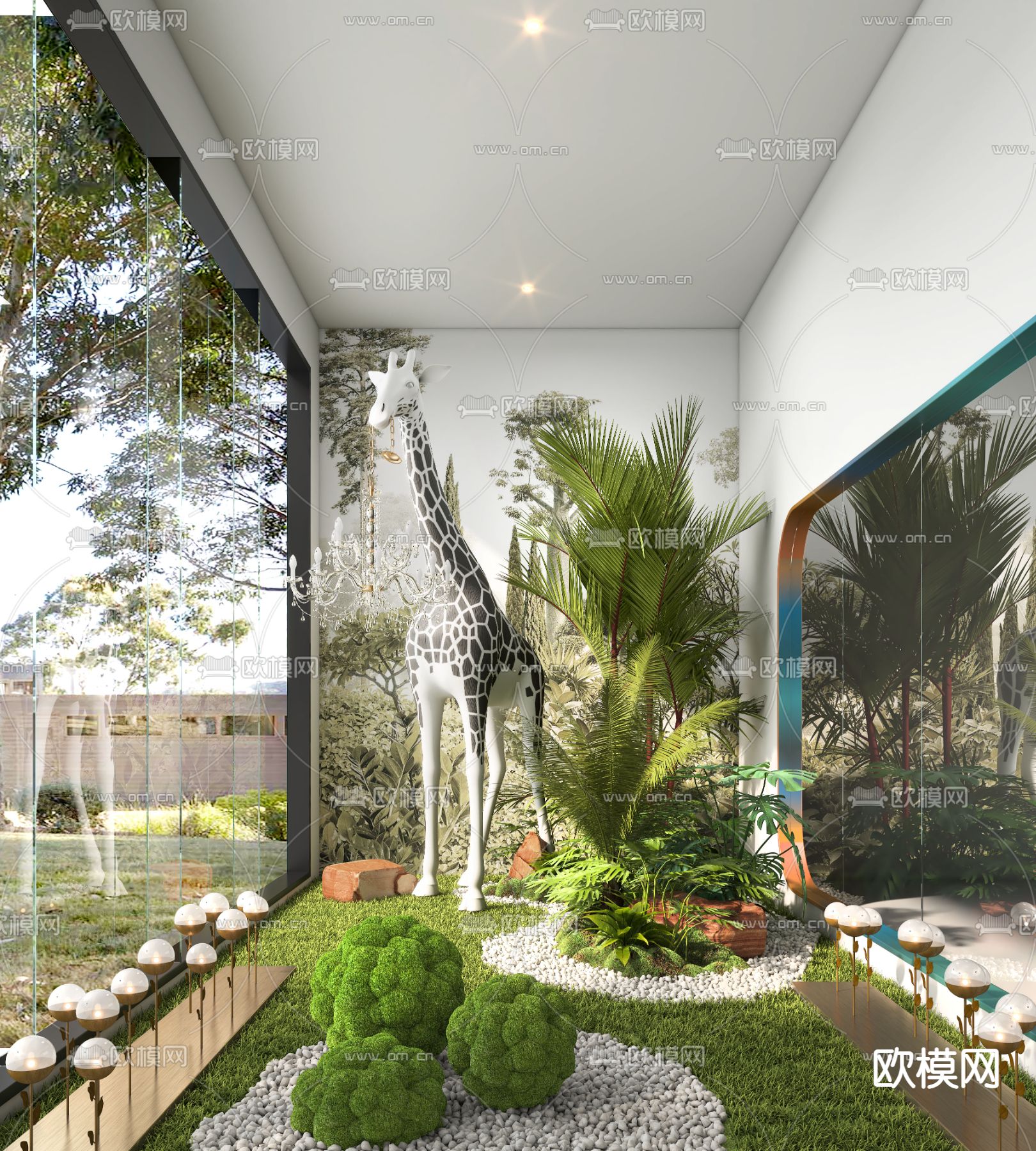 植物堆 室内造景3d模型下载