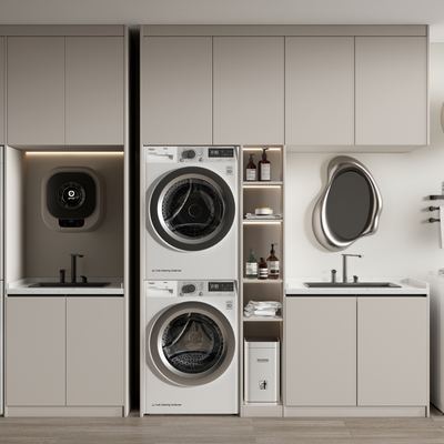  滚筒洗衣机 烘干机su模型 