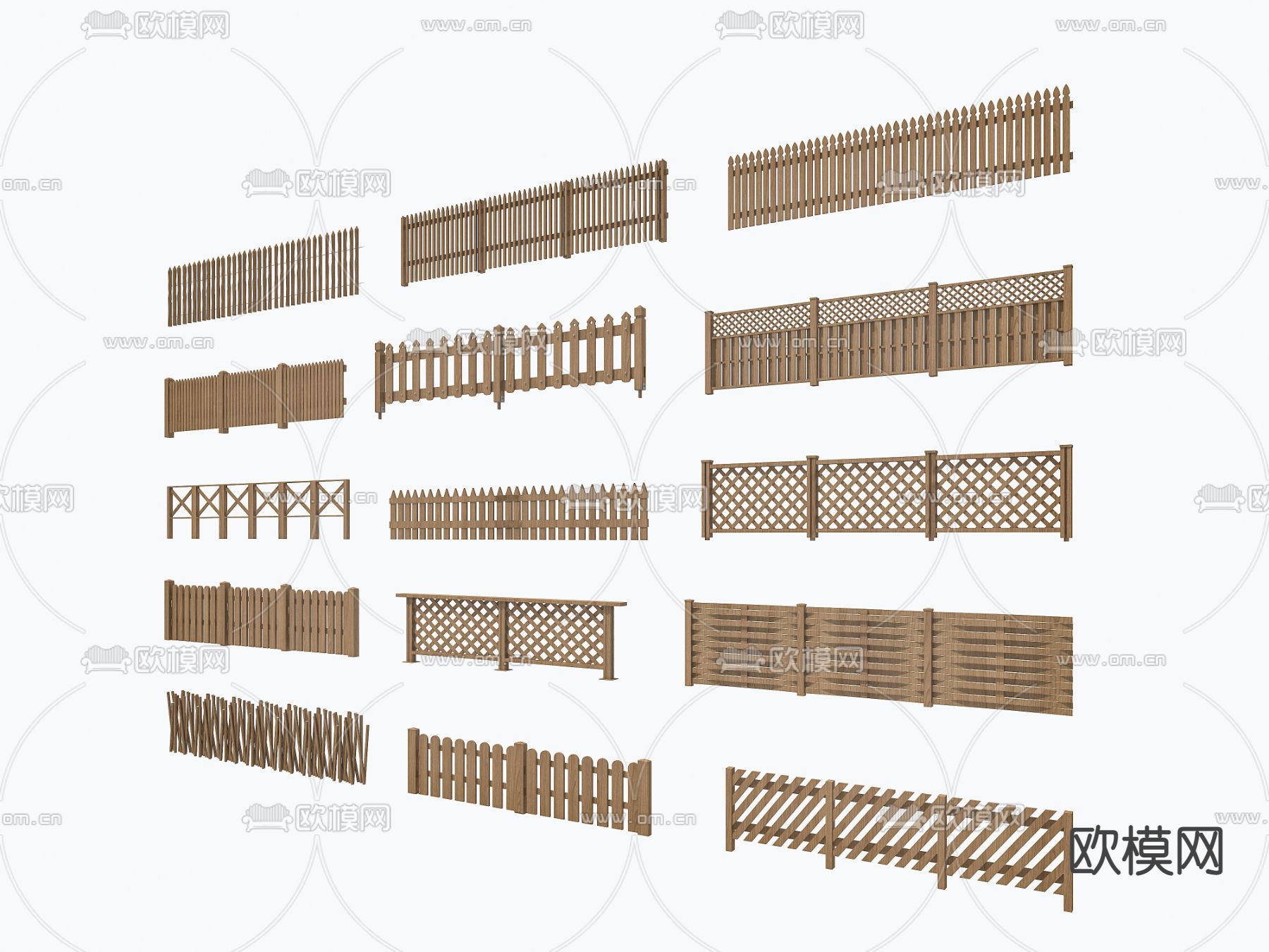 自然风围栏 护栏 栏杆3d模型下载（渲染图2）