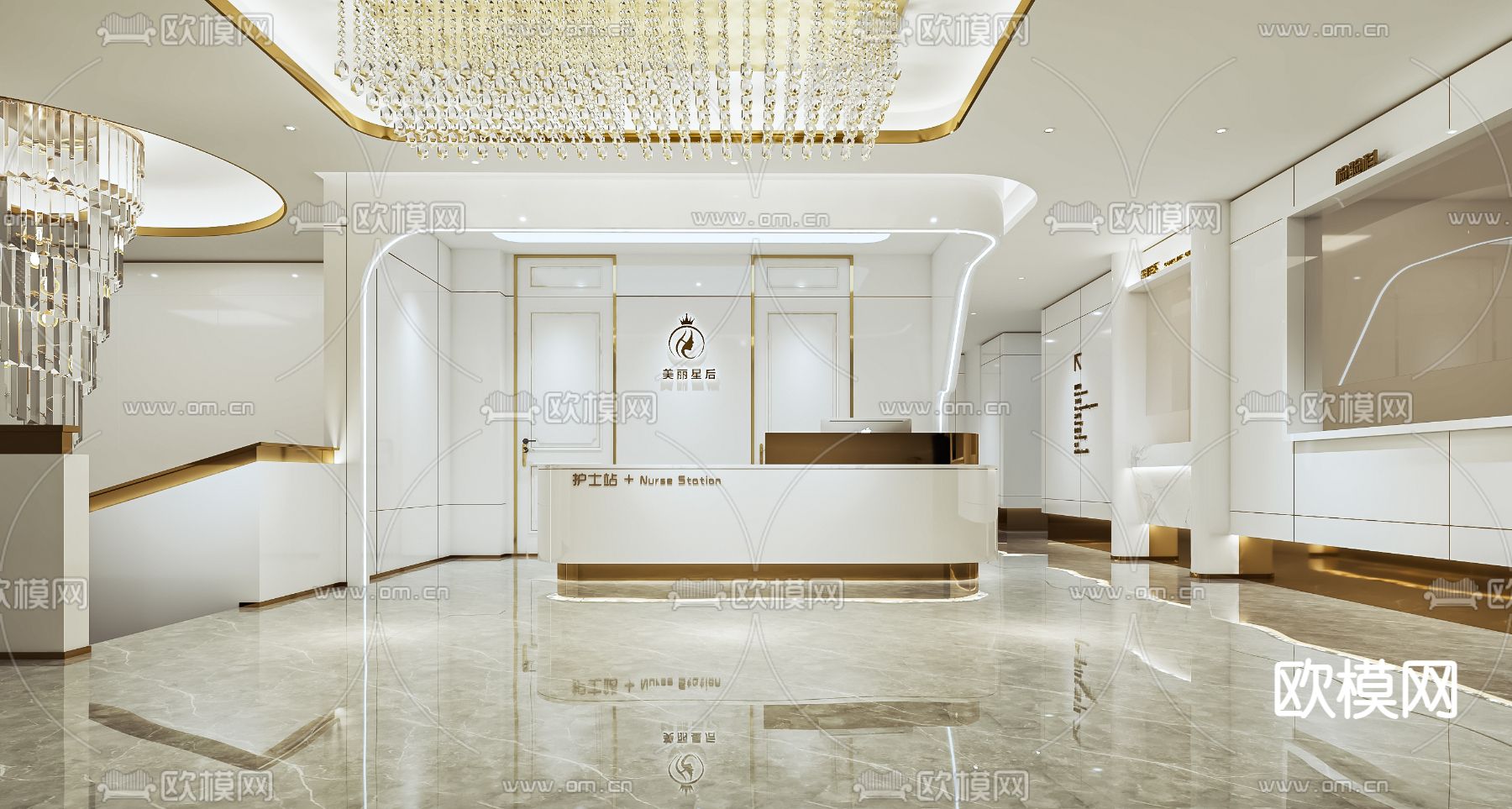 美容院大厅su模型下载（渲染图1）