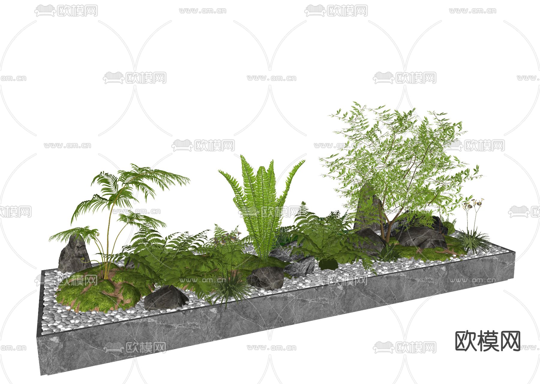 庭院小品 绿植花坛su模型下载（渲染图2）