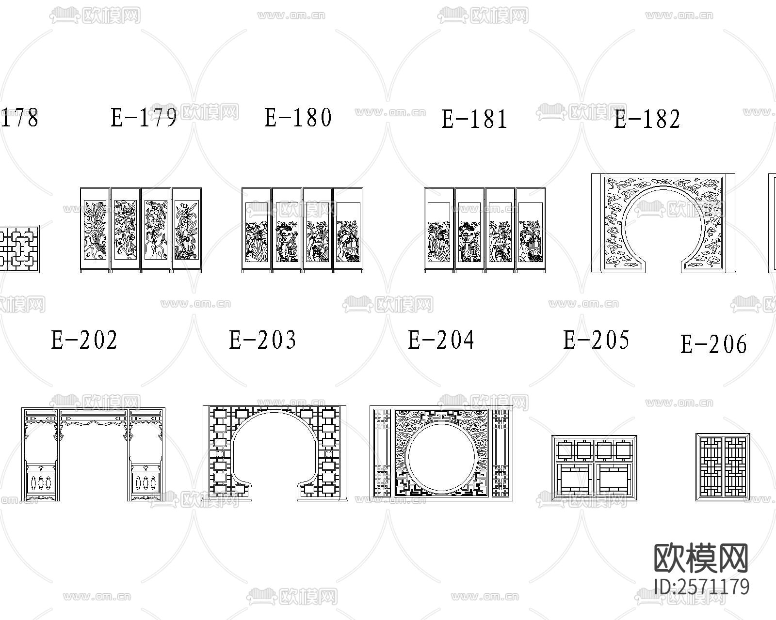 中式元素cad图库下载（渲染图1）
