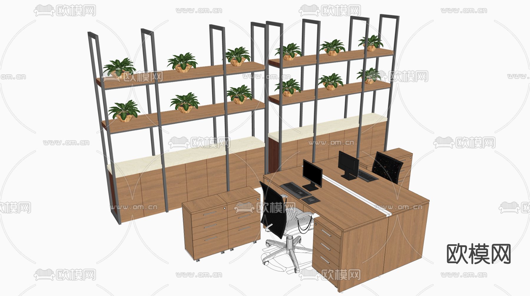办公桌椅su模型下载（渲染图2）